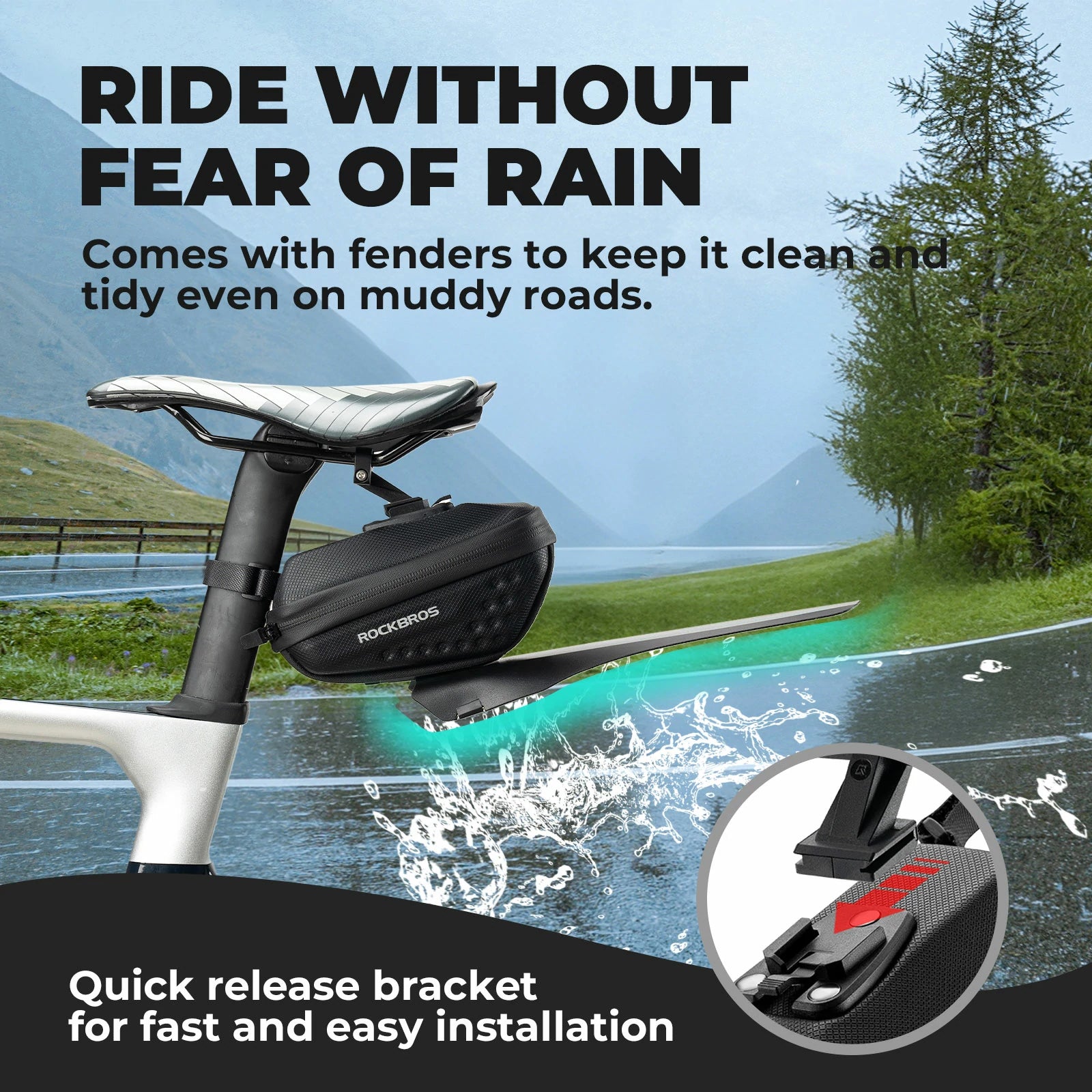 Cycling saddle bag 0.8L with mudguard for MTB and road bikes#Capacity_0.8L