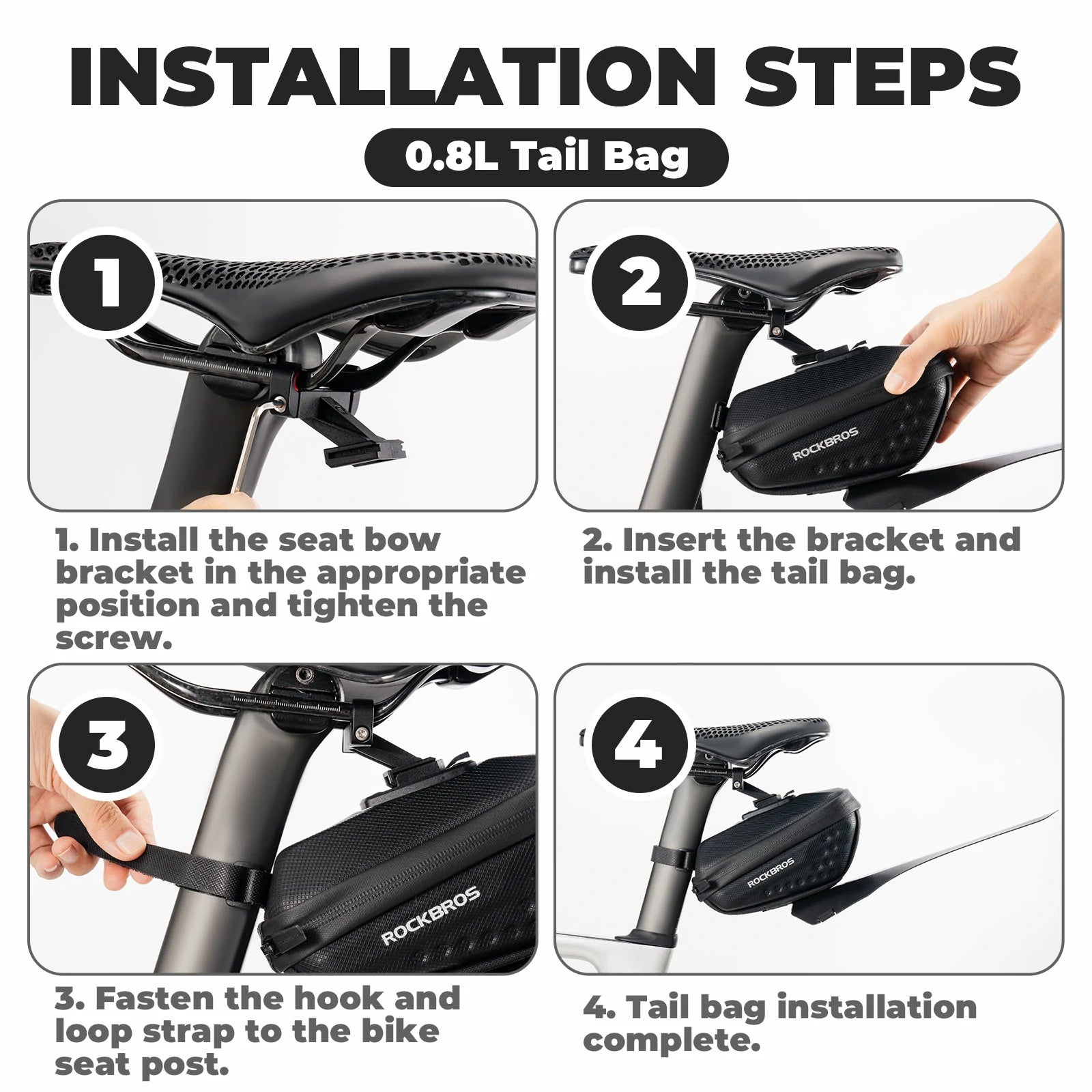 Cycling saddle bag 0.8L with mudguard for MTB and road bikes#Capacity_0.8L