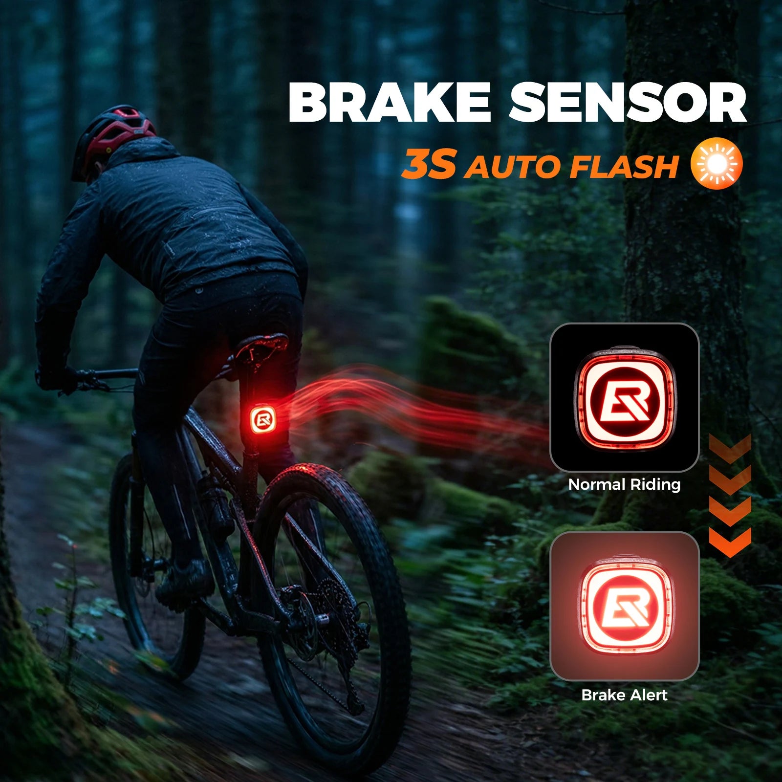 Smart Bike Rear Light with Brake Sensor & LED Display Q2MAX