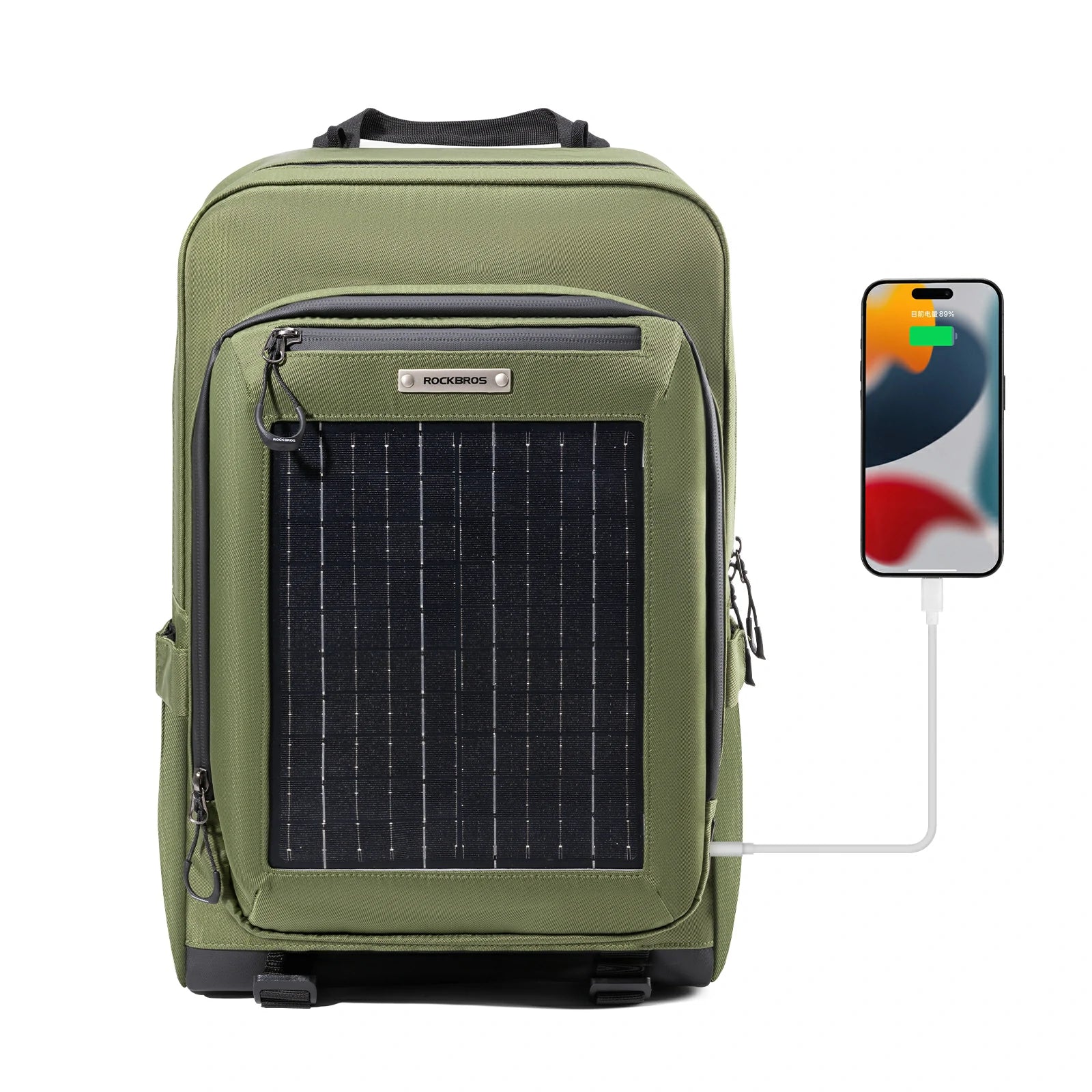 ROCKBROS solar backpack 20L with detachable 14W solar panel
#Color_Green