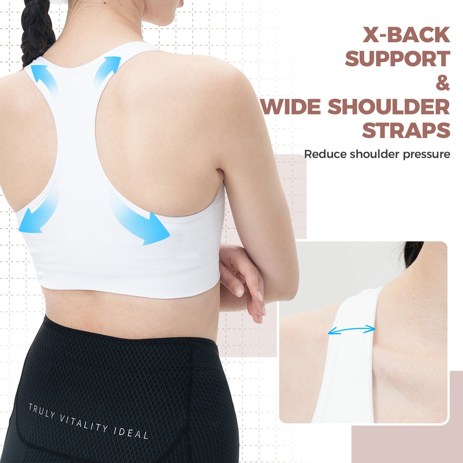 ROCKBROS sports bra for women high impact seamless padding
#Color_White