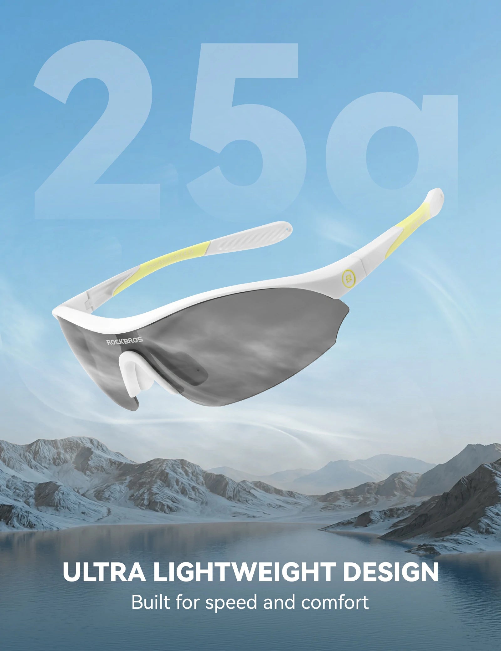 Sports Cycling Sunglasses with 3 Interchangeable#Color_White