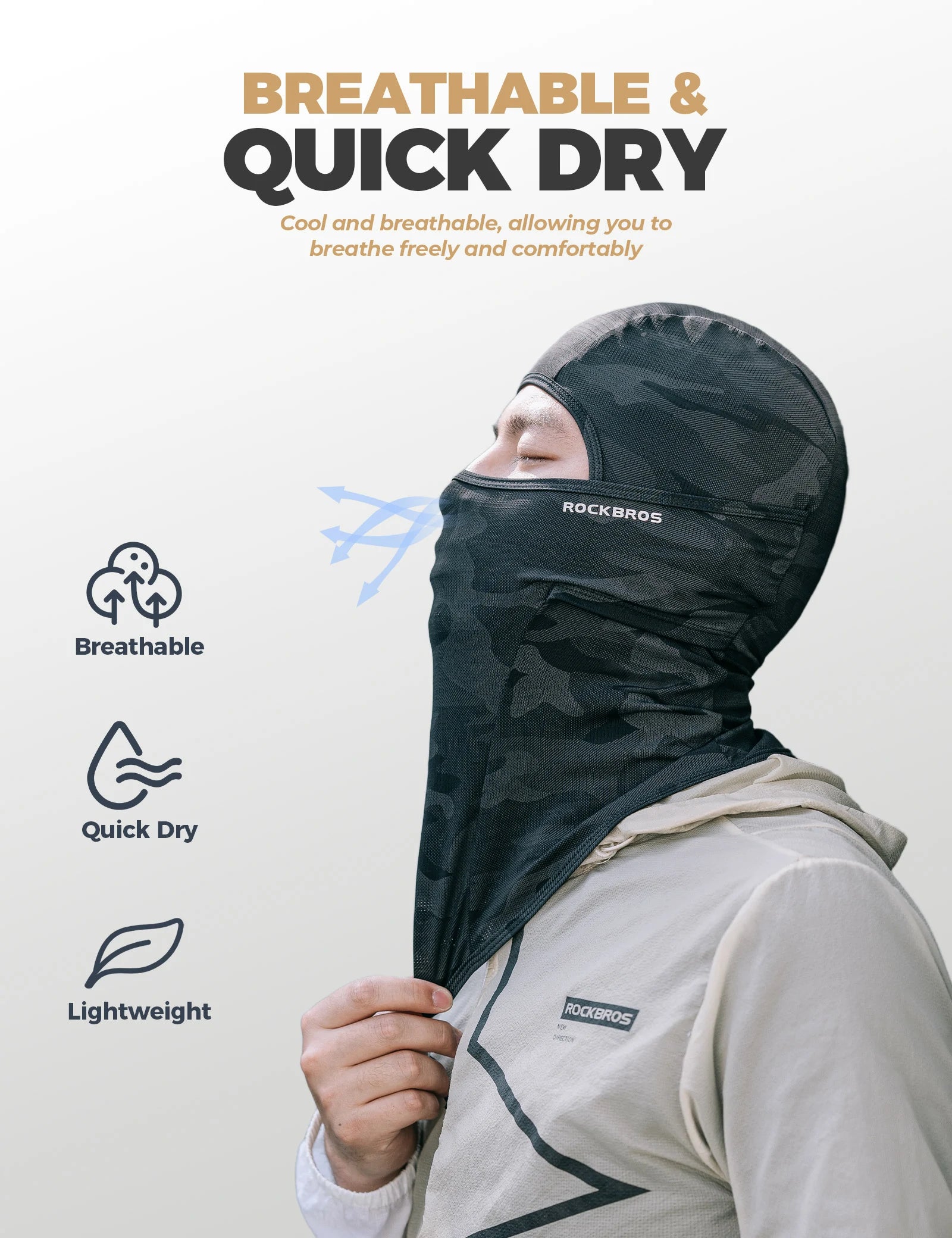 rockbros summer ice silk balaclava face mask for cooling and sun protection