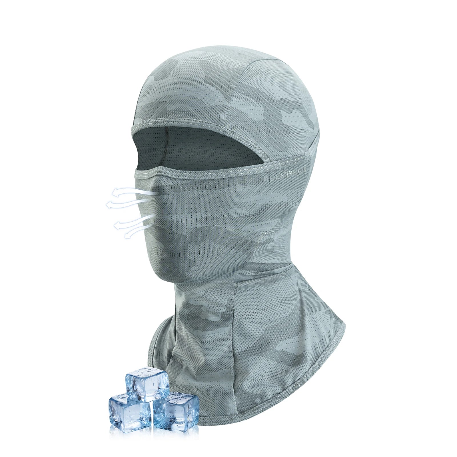 rockbros summer ice silk balaclava face mask for cooling and sun protection #Color_Grey