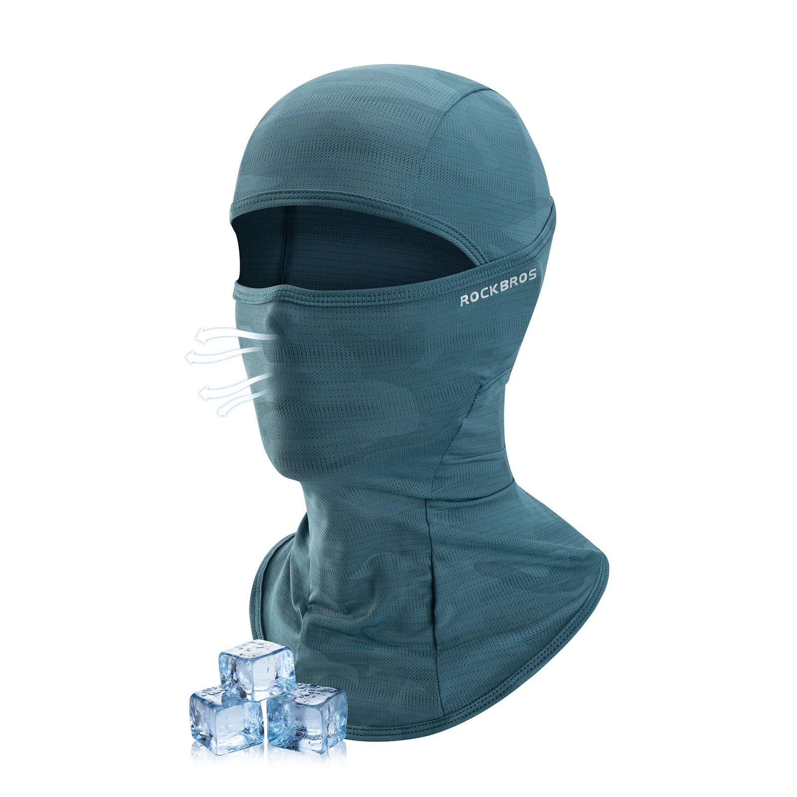 rockbros summer ice silk balaclava face mask for cooling and sun protection #Color_Dark Green