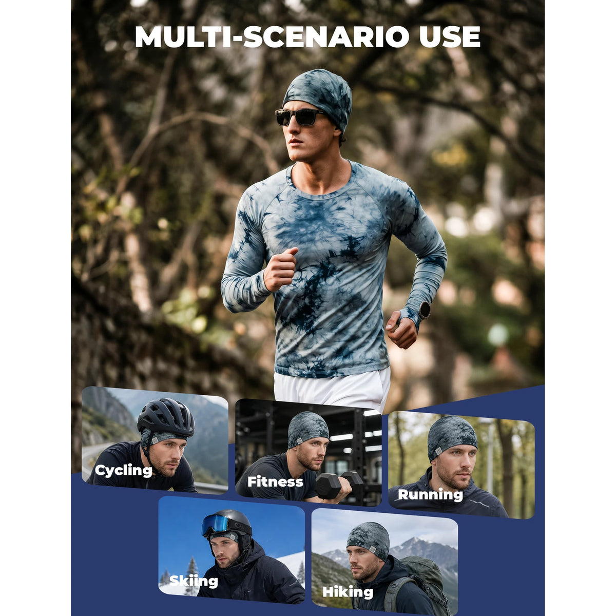 Tencel wool cycling skull cap