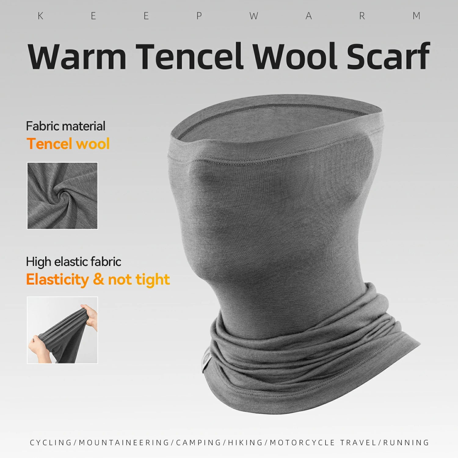 tencel wool neck warmer for winter cycling and outdoor use