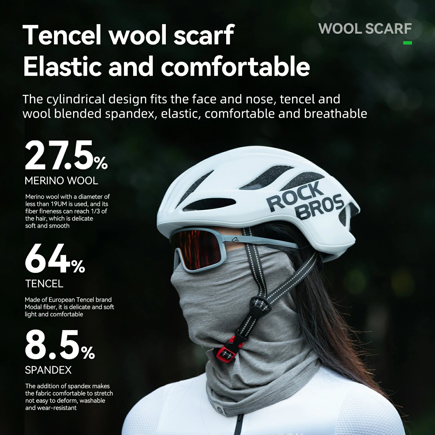 tencel wool neck warmer for winter cycling and outdoor use