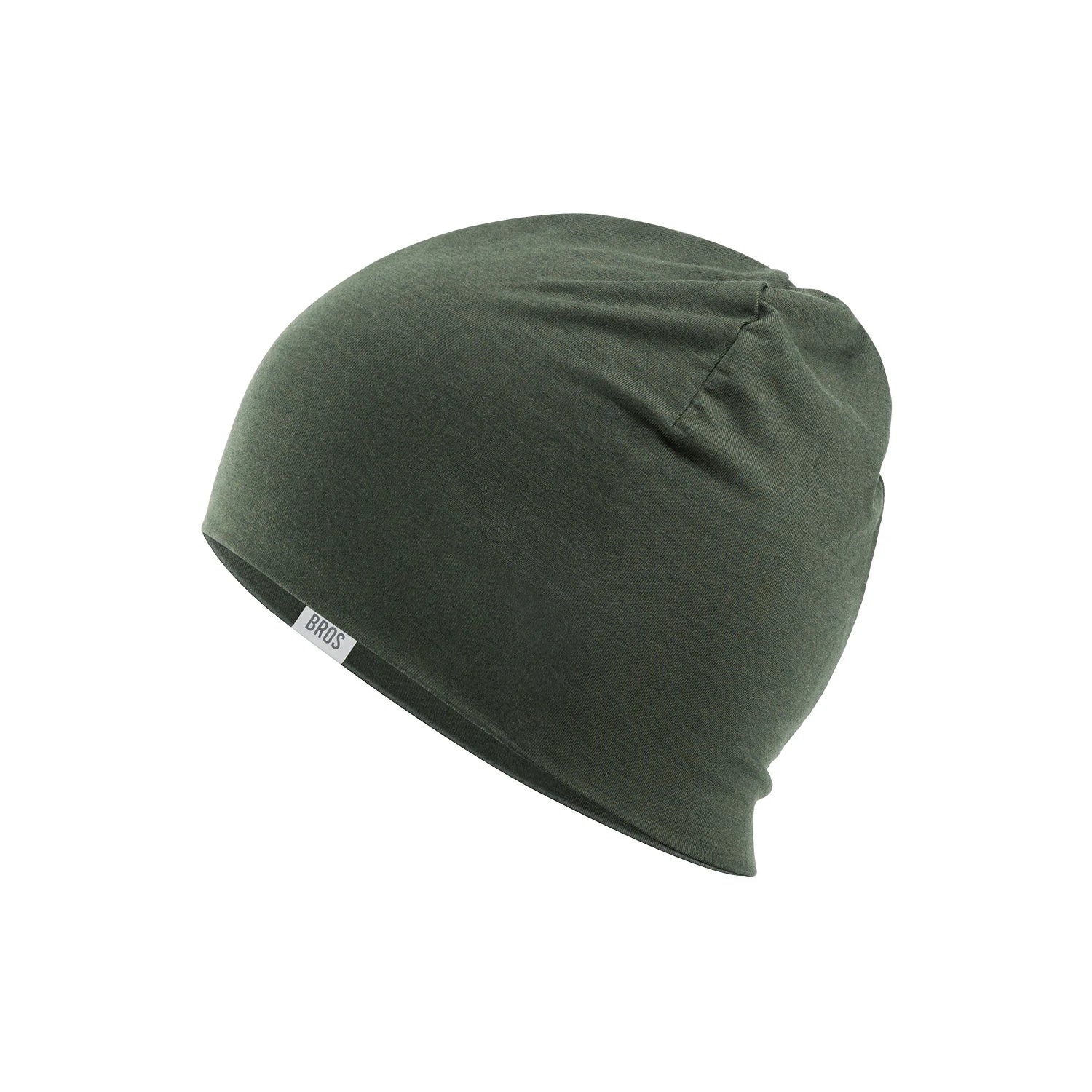 Warm windproof Tencel wool cycling skull cap with ear protection for cold weather rides.#Color_Dark Green