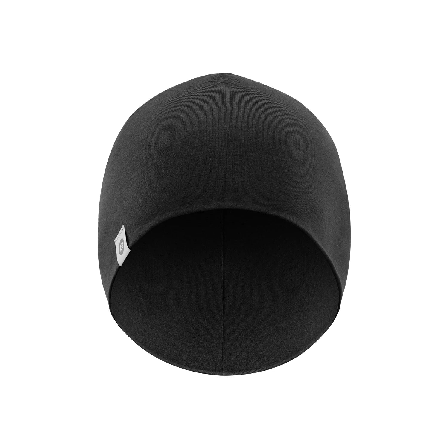 Warm windproof Tencel wool cycling skull cap with ear protection for cold weather rides.#Color_Black