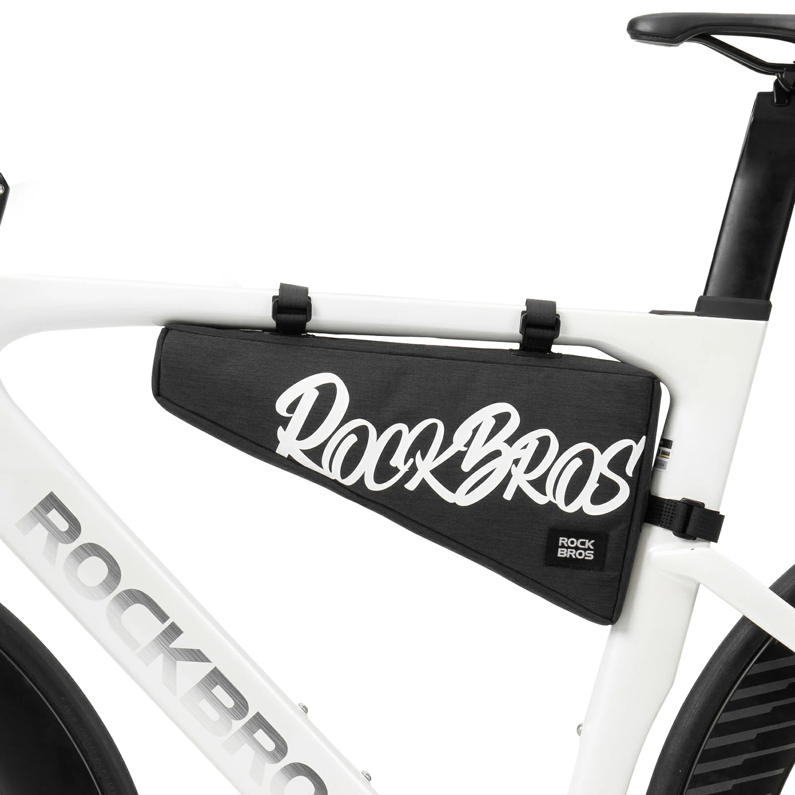 Black 1.9L triangle bicycle frame bag with durable top tube storage for road, MTB and gravel bikes#Color_Black