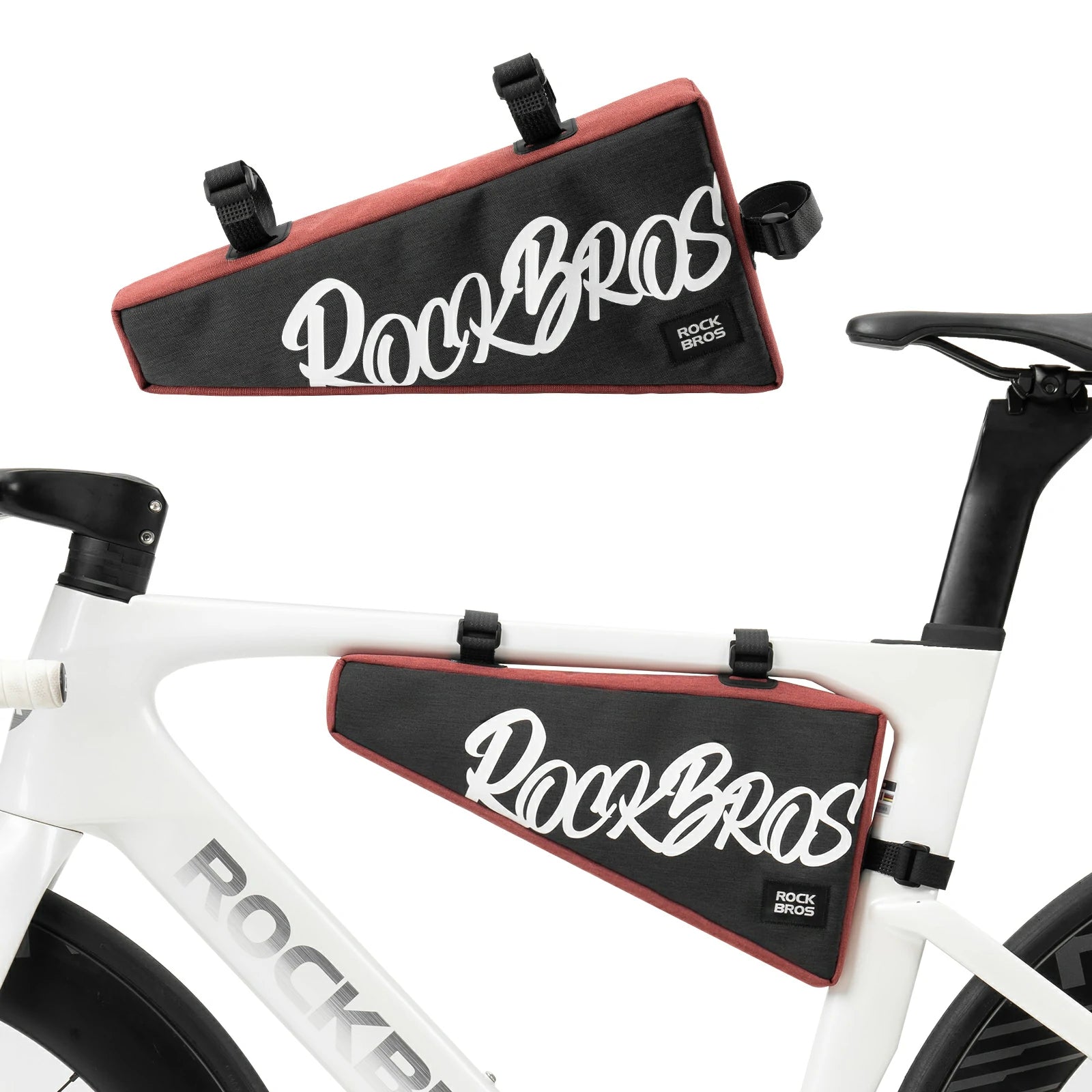 Red 1.9L triangle bicycle frame bag with durable top tube storage for road, MTB and gravel bikes#Color_Red