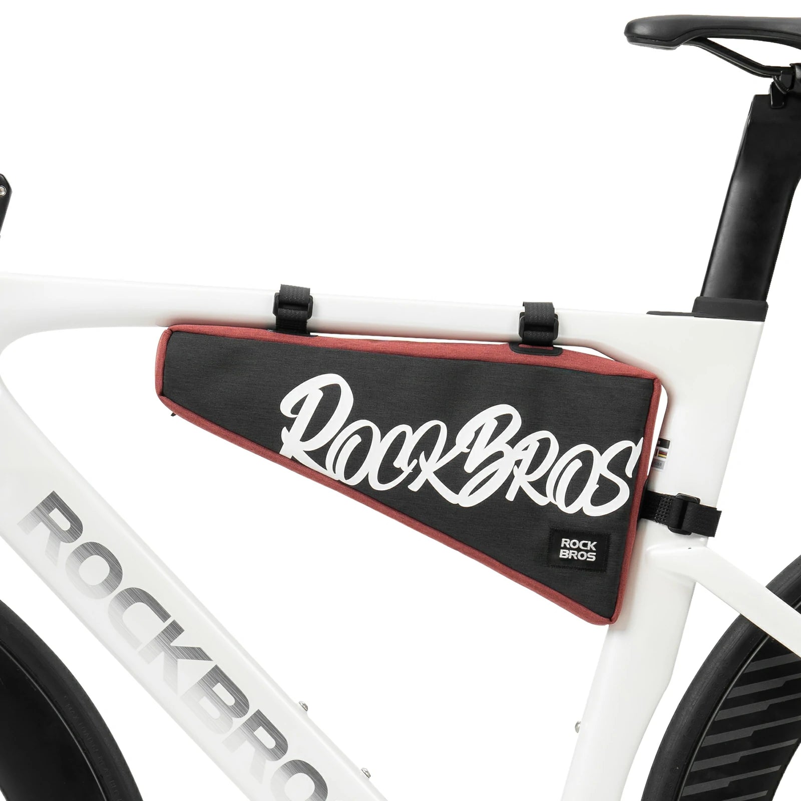 Red 1.9L triangle bicycle frame bag with durable top tube storage for road, MTB and gravel bikes#Color_Red