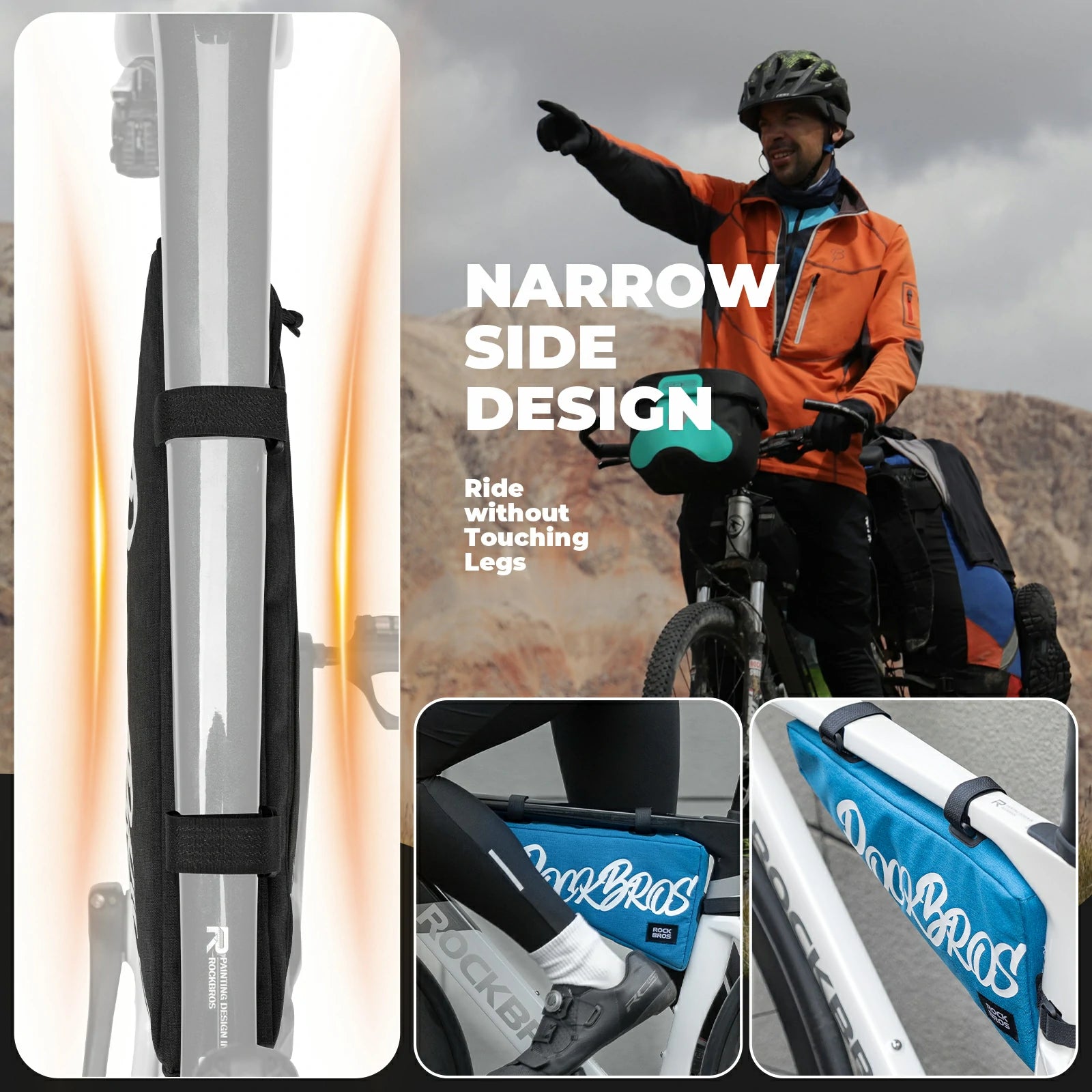 1.9L triangle bicycle frame bag with durable top tube storage for road, MTB and gravel bikes