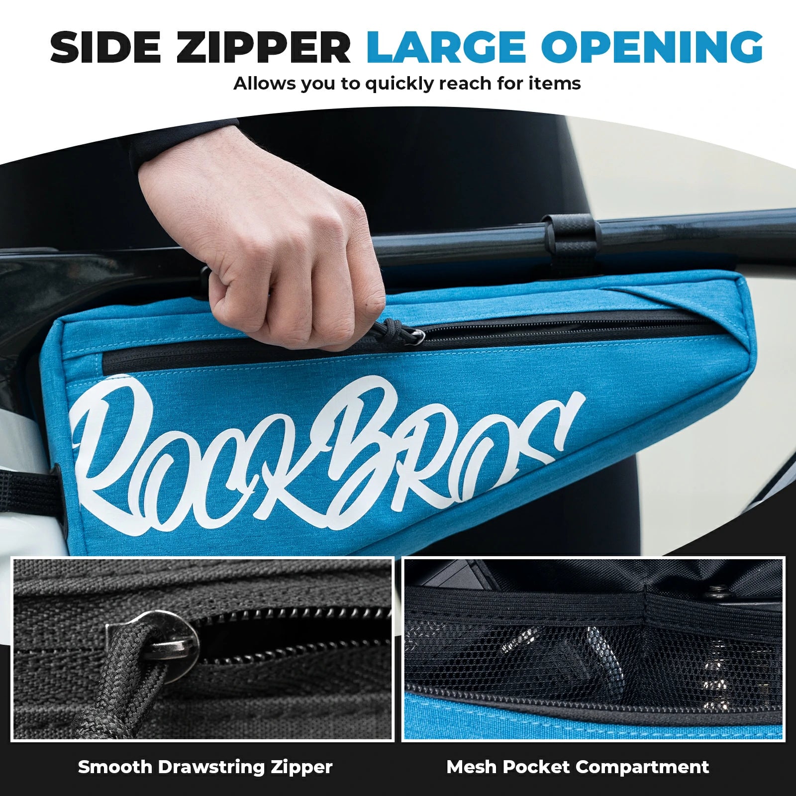 1.9L triangle bicycle frame bag with durable top tube storage for road, MTB and gravel bikes