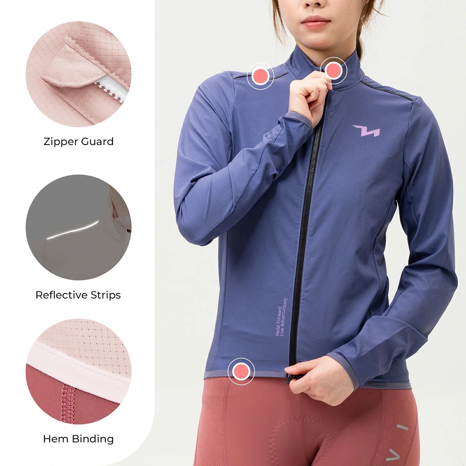 ROCKBROS TVI windproof jackets lightweight breathable for women
#Color_Purple