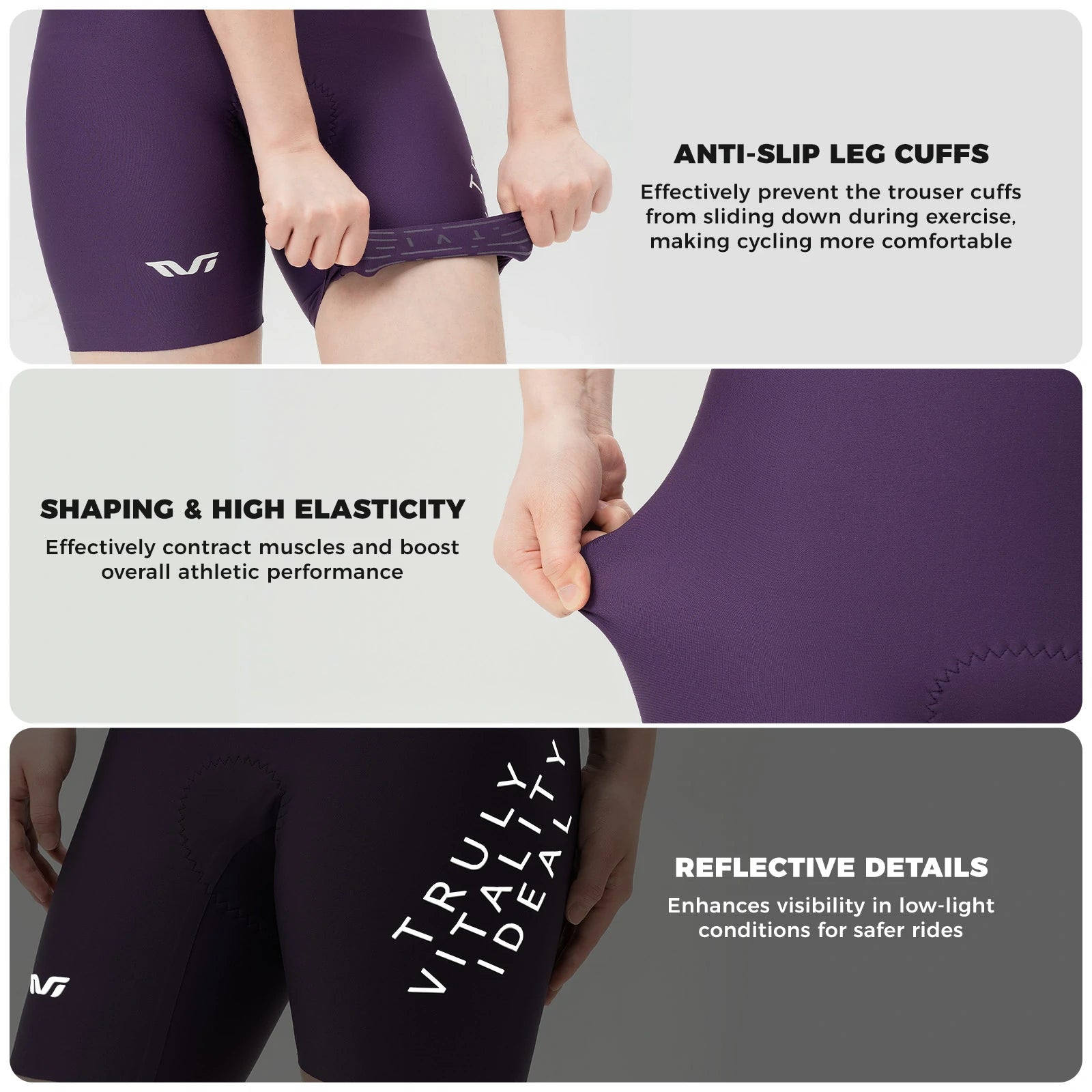TVI Women's Cycling Bib Shorts - Ultimate Comfort & Style#Color_Purple