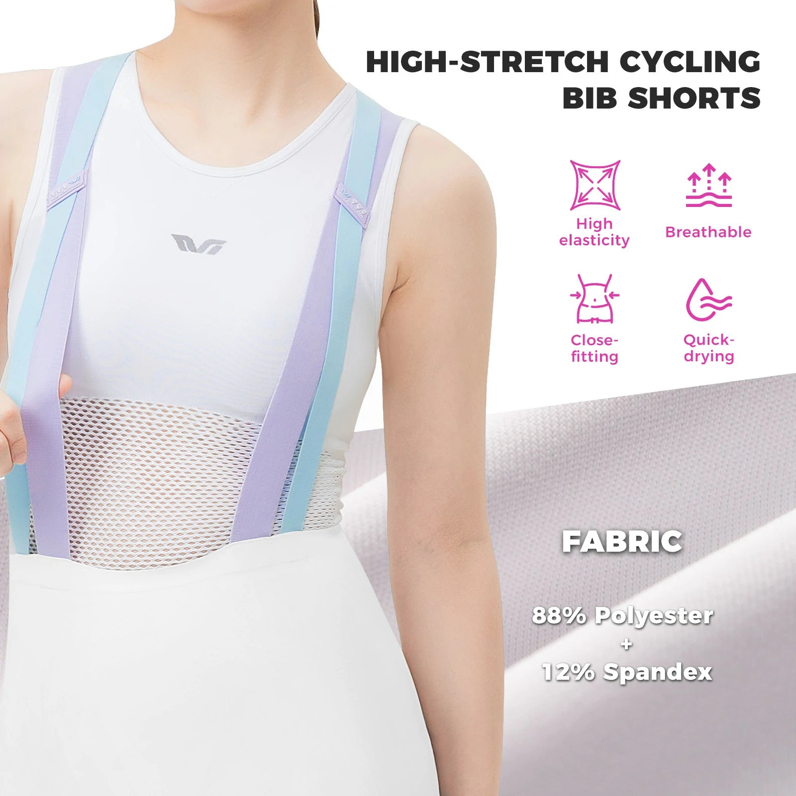 TVI Women's Cycling Bib Shorts - Ultimate Comfort & Style#Color_White