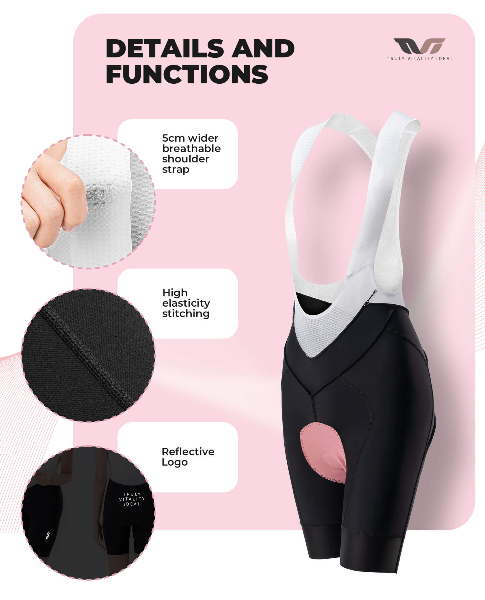 tvi women’s cycling bib shorts with 4d padding, breathable and supportive design for long-distance rides