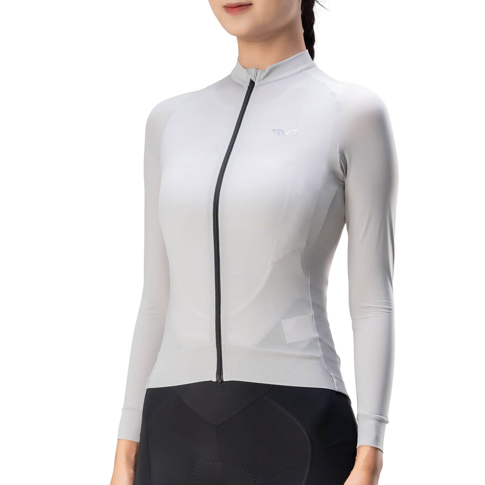 tvi women’s long sleeve cycling jersey with breathable fabric and aerodynamic fit for road cycling #Color_Grey