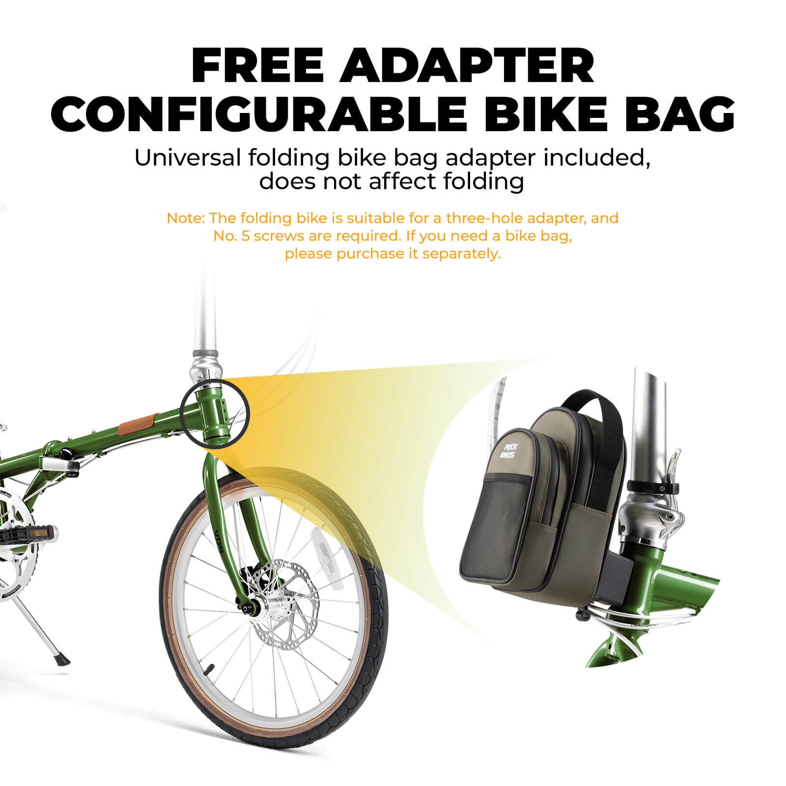 rockbros Folded view of the VDS 20-inch folding bicycle for easy storage.
#color_green