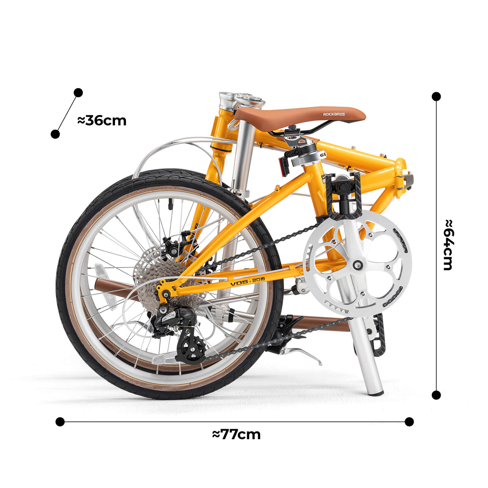 rockbros Folded view of the VDS 20-inch folding bicycle for easy storage.
#color_yellow