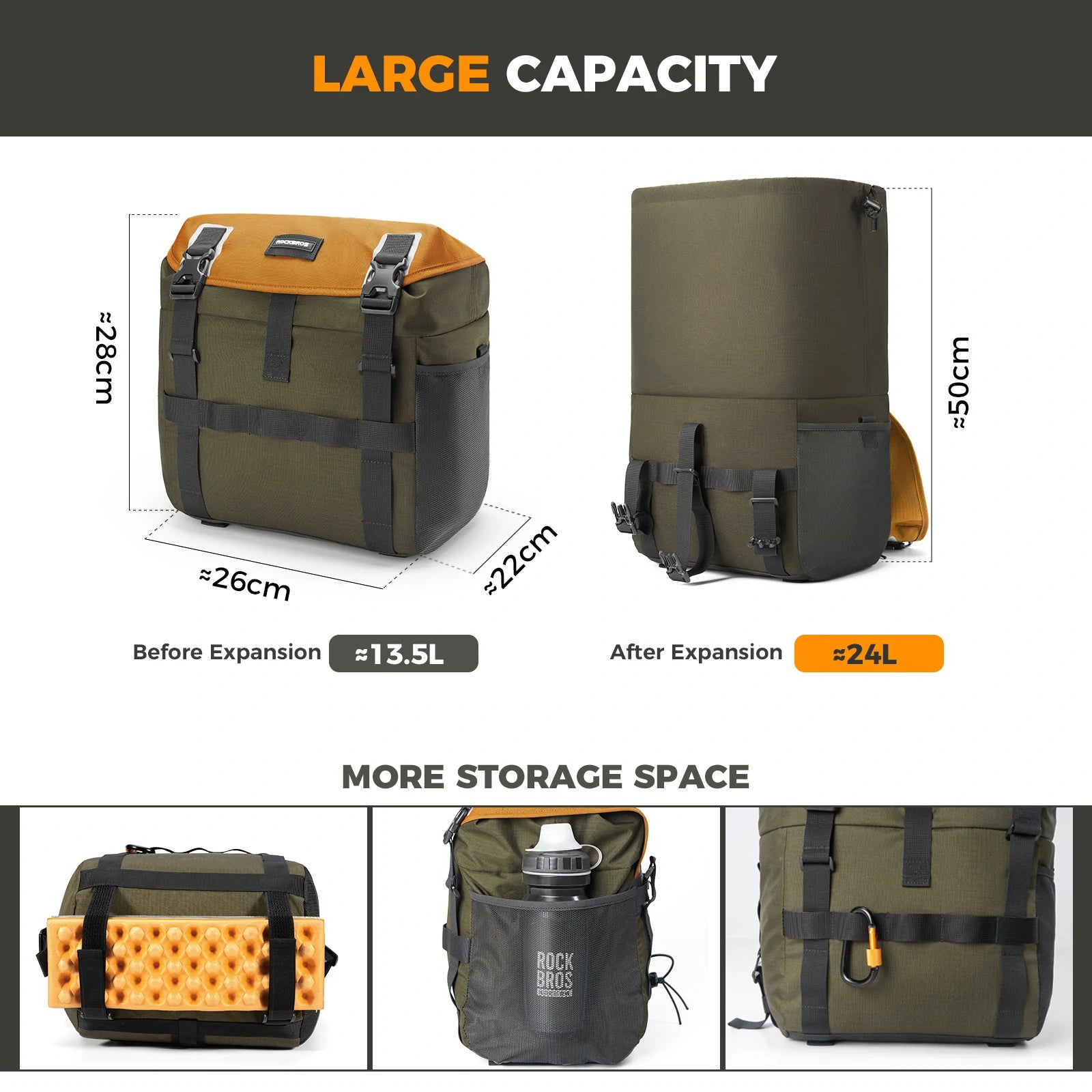 rockbros 24l waterproof bicycle handlebar bag for road and gravel bikes