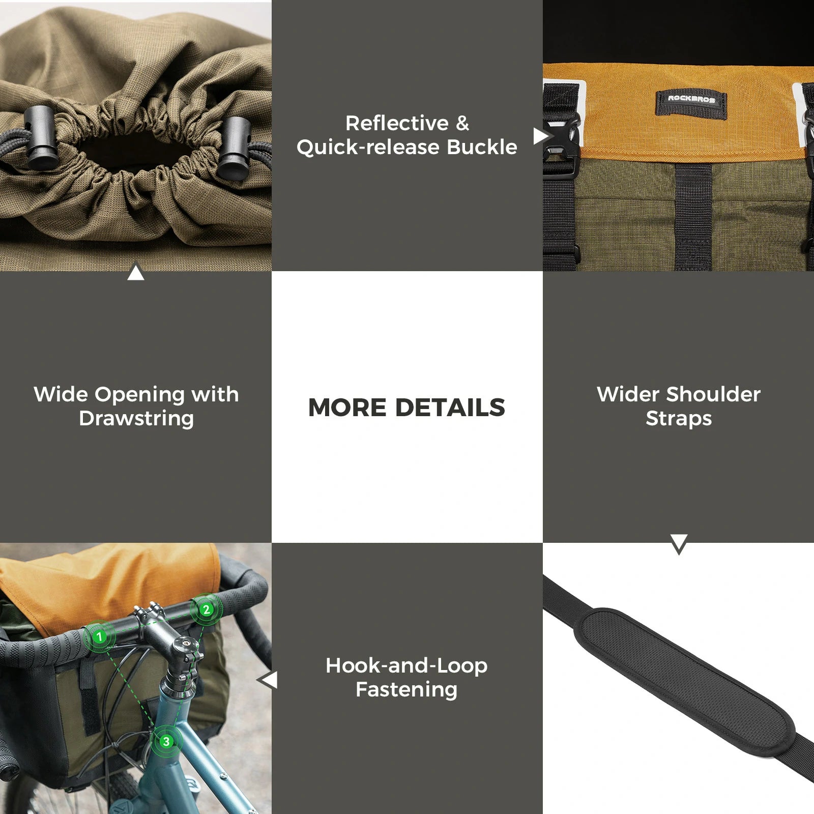 rockbros 24l waterproof bicycle handlebar bag for road and gravel bikes