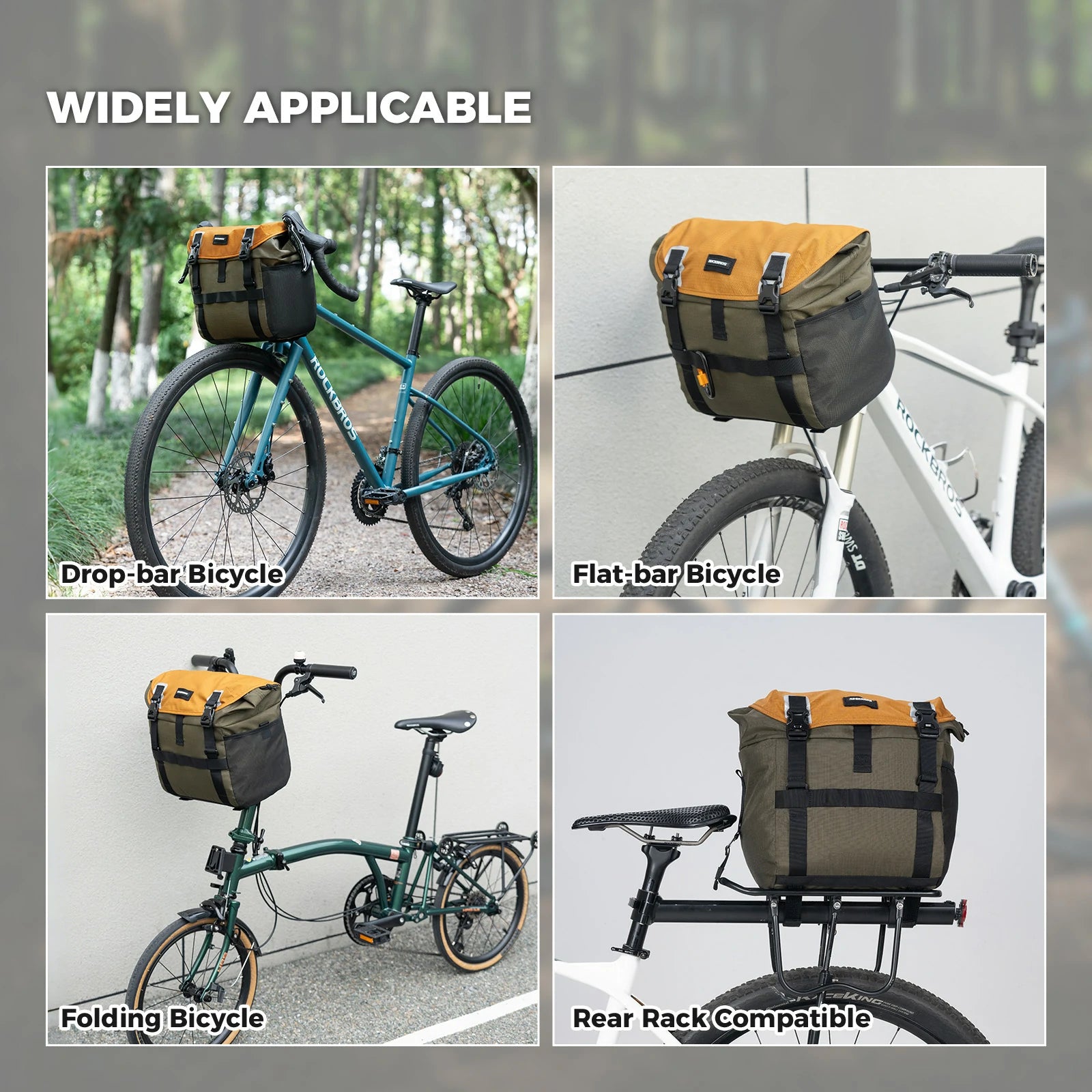 rockbros 24l waterproof bicycle handlebar bag for road and gravel bikes