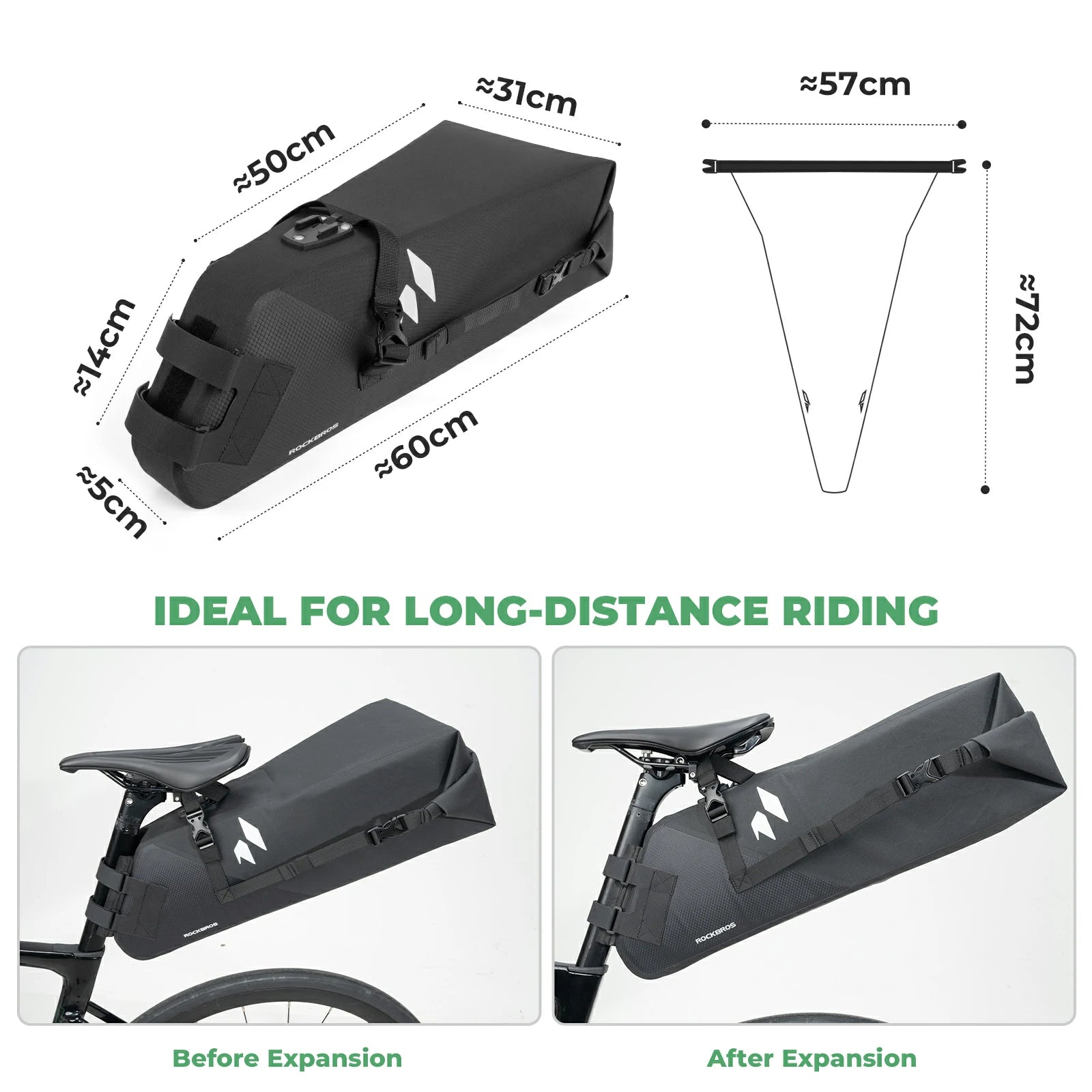 RideMate 100% 13L Waterproof Bike Saddle Bag