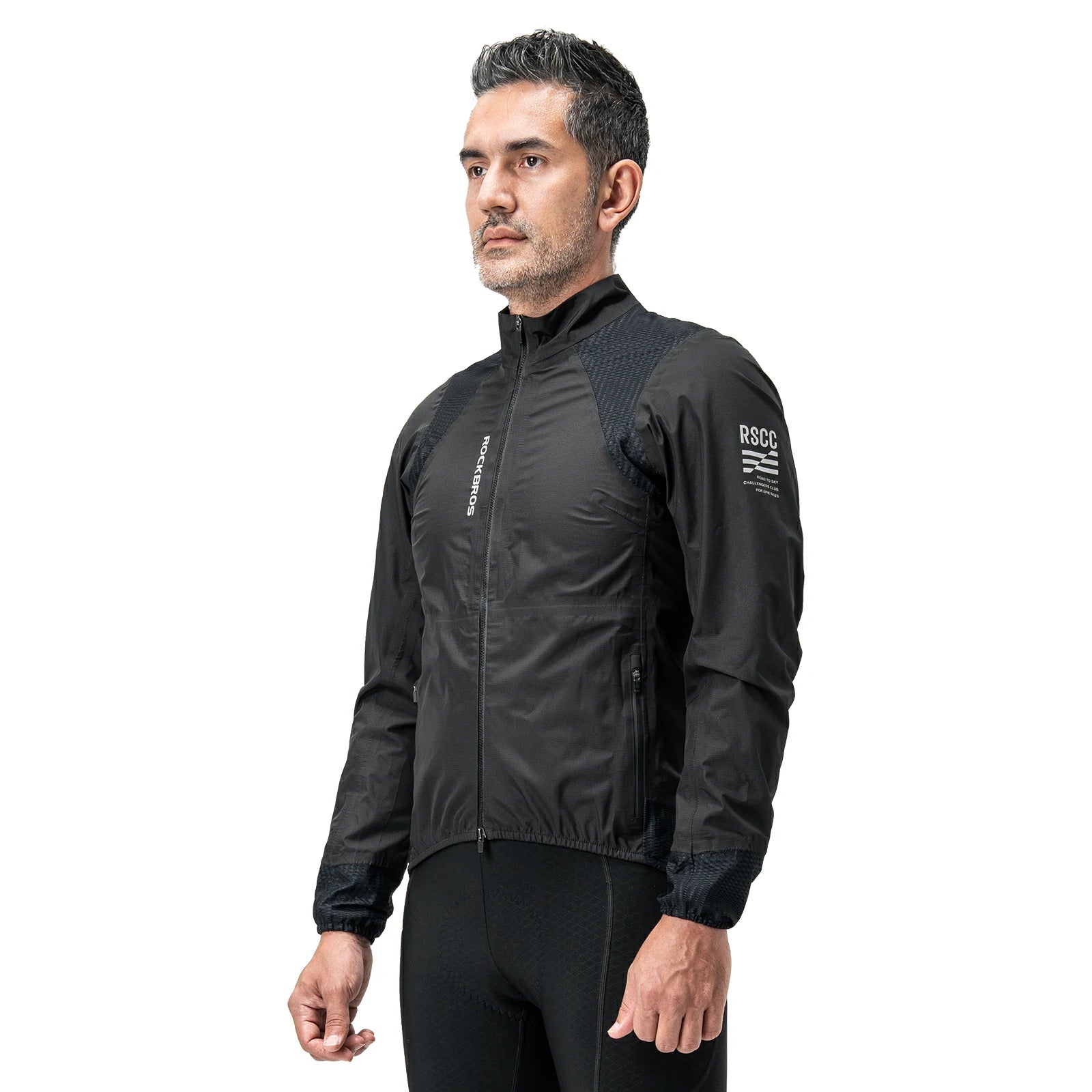 Waterproof breathable cycling jacket with dual zipper, reflective details and storm protection