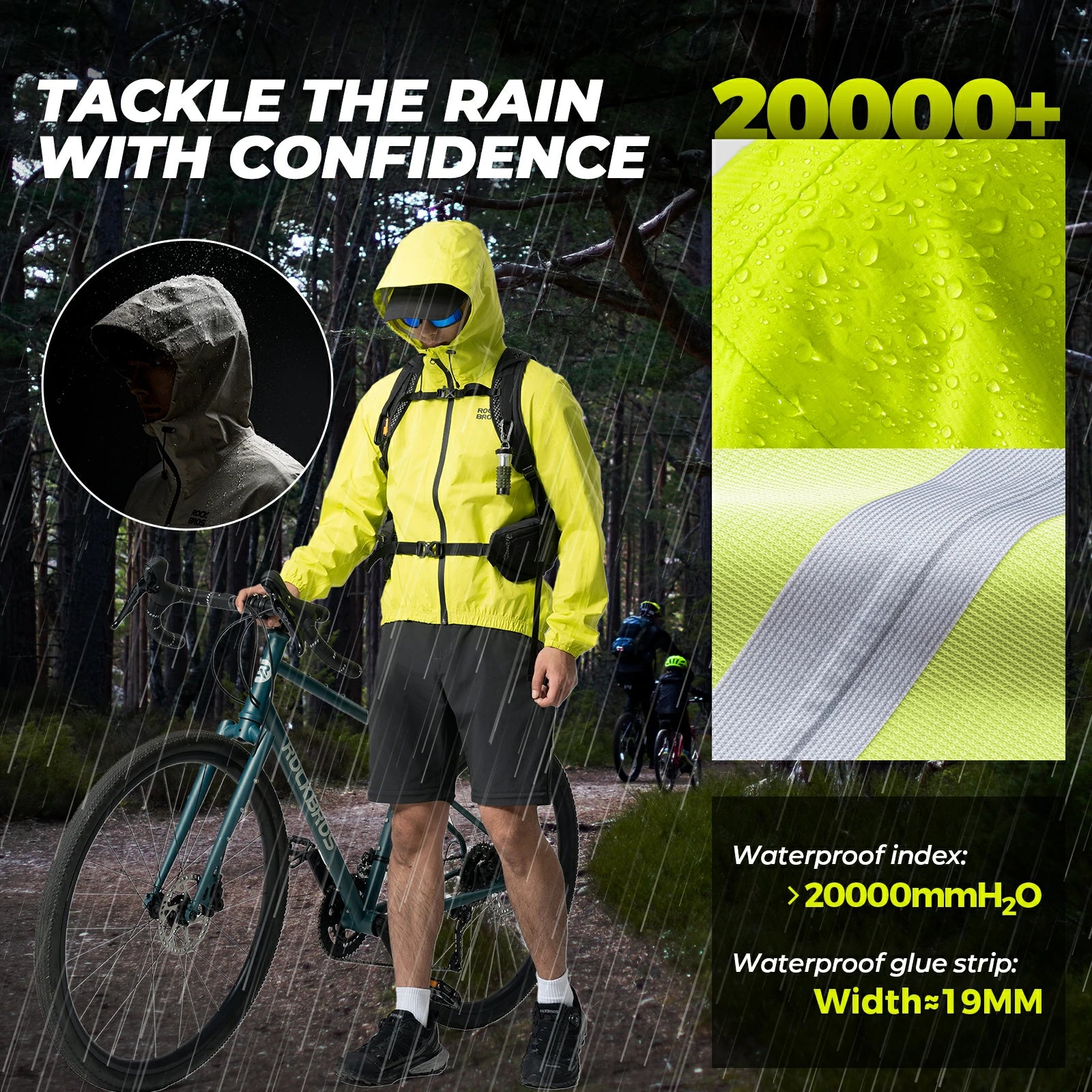 waterproof cycling rain jacket lightweight breathable raincoat for men and women