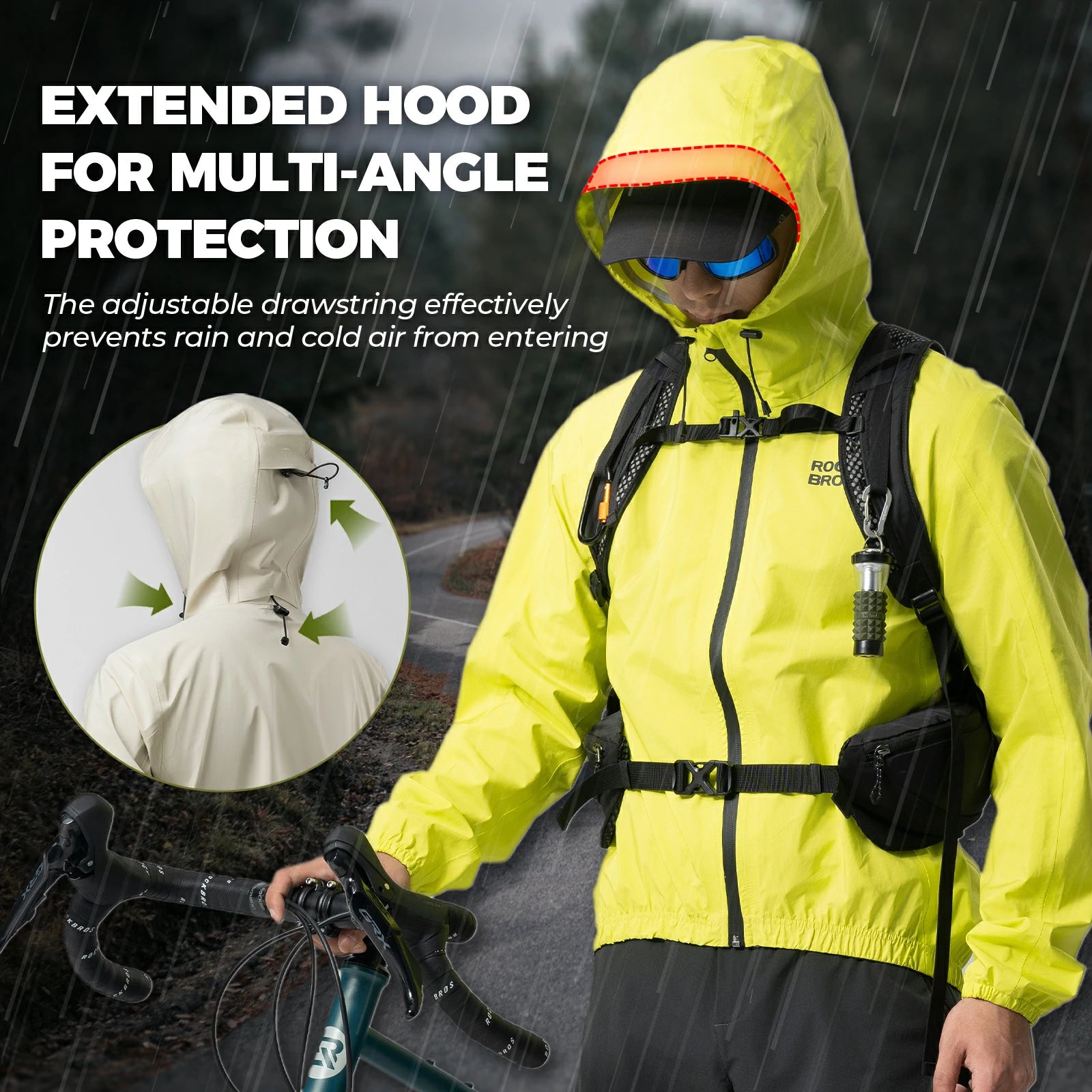 waterproof cycling rain jacket lightweight breathable raincoat for men and women