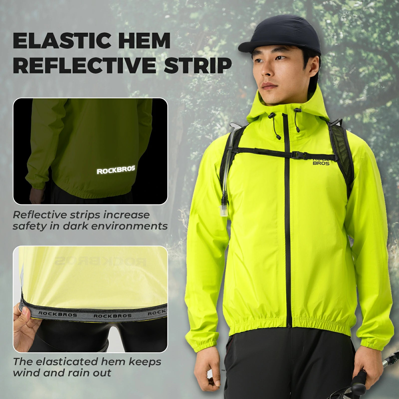 waterproof cycling rain jacket lightweight breathable raincoat for men and women