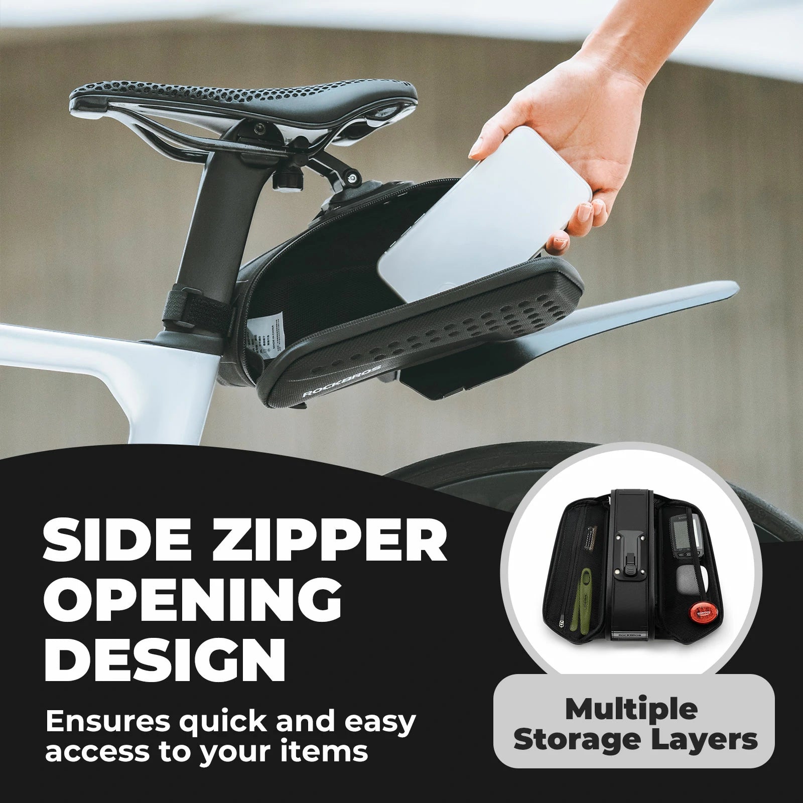 Waterproof 1.3L saddle bag with mudguard for MTB and road cycling#Capacity_1.3L
