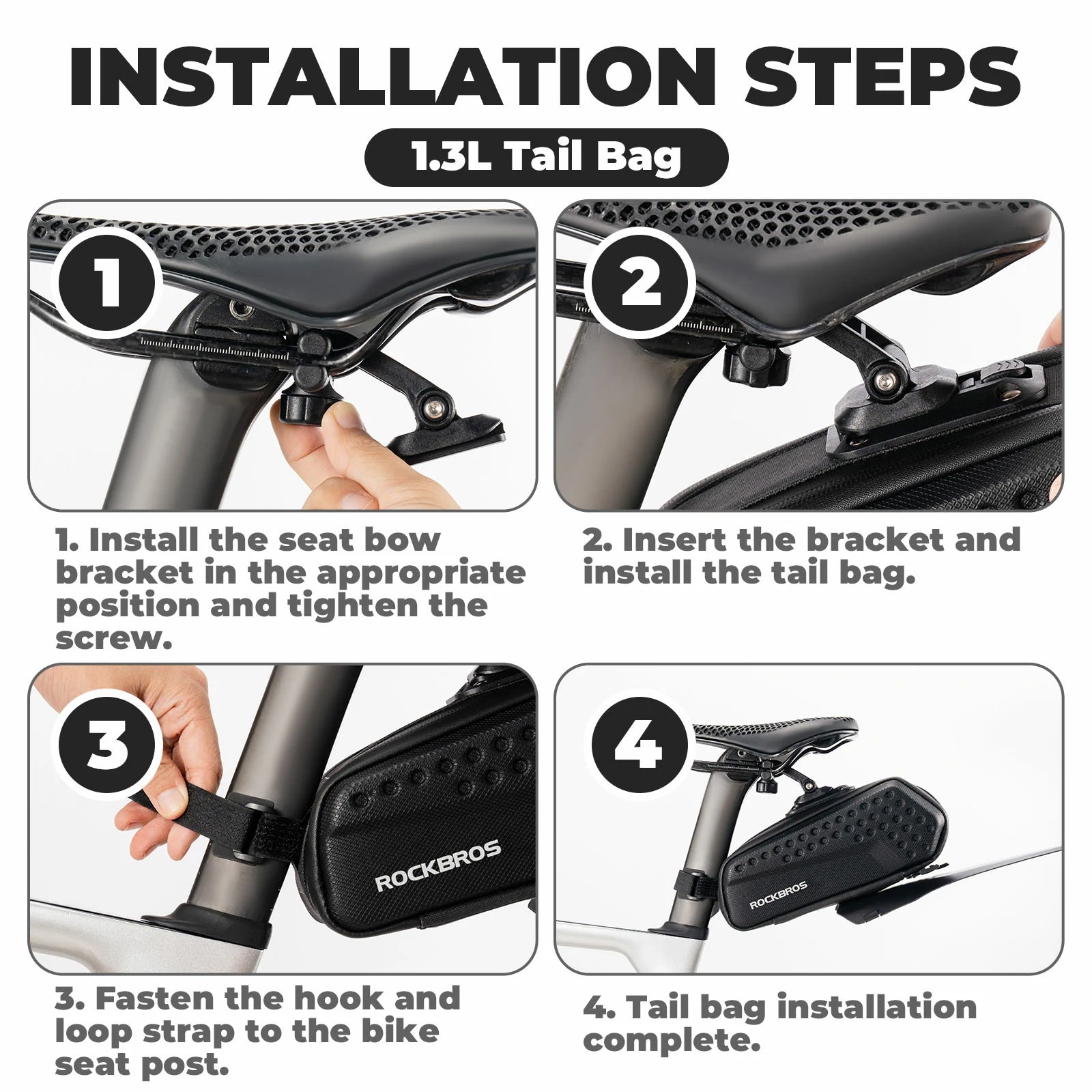 Waterproof 1.3L saddle bag with mudguard for MTB and road cycling#Capacity_1.3L