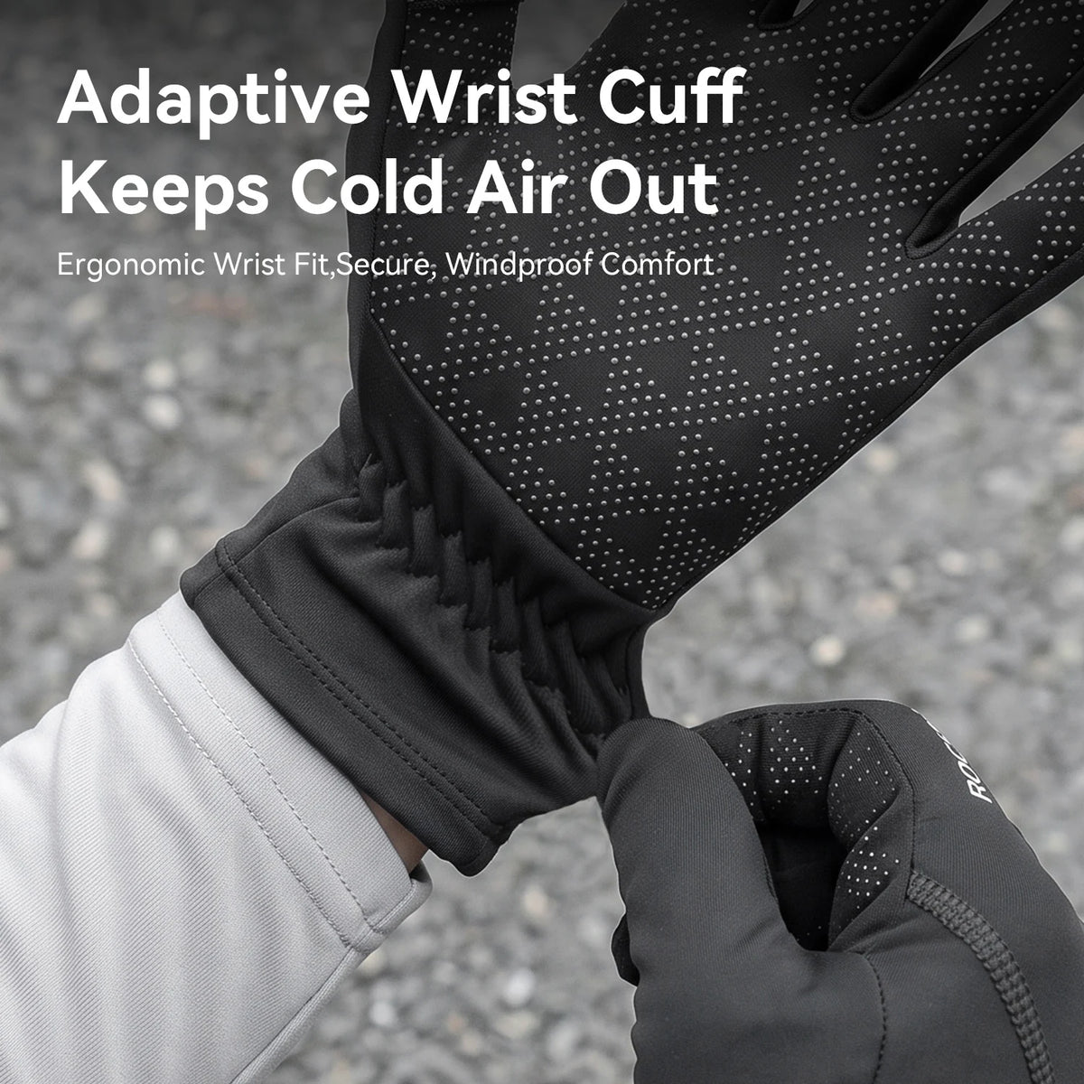 Windproof fleece cycling gloves detail
