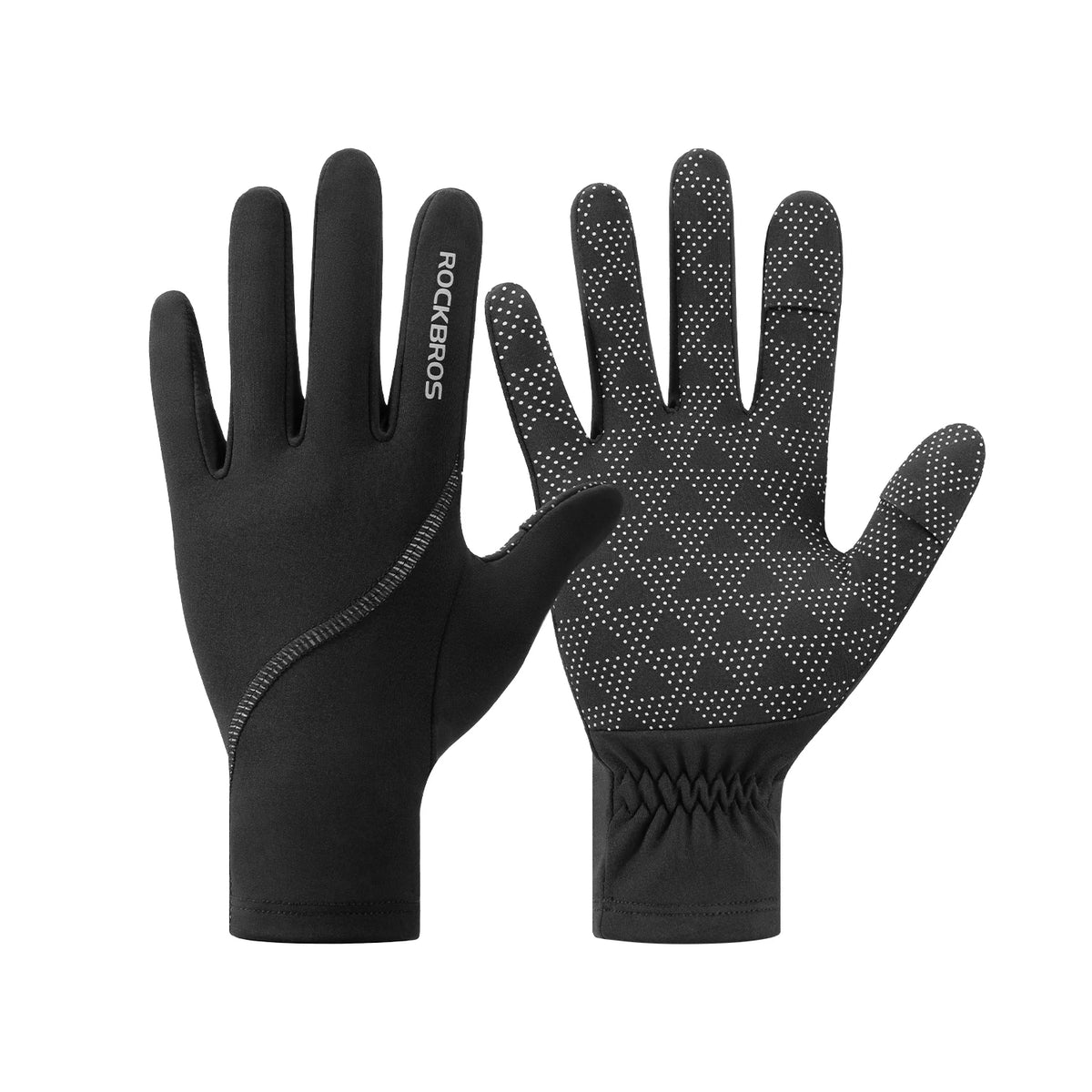 Windproof fleece cycling gloves Black