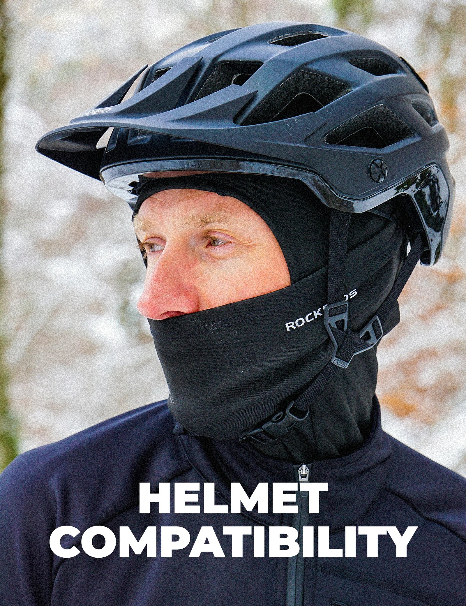 rockbros black windproof thermal balaclava in polar flee