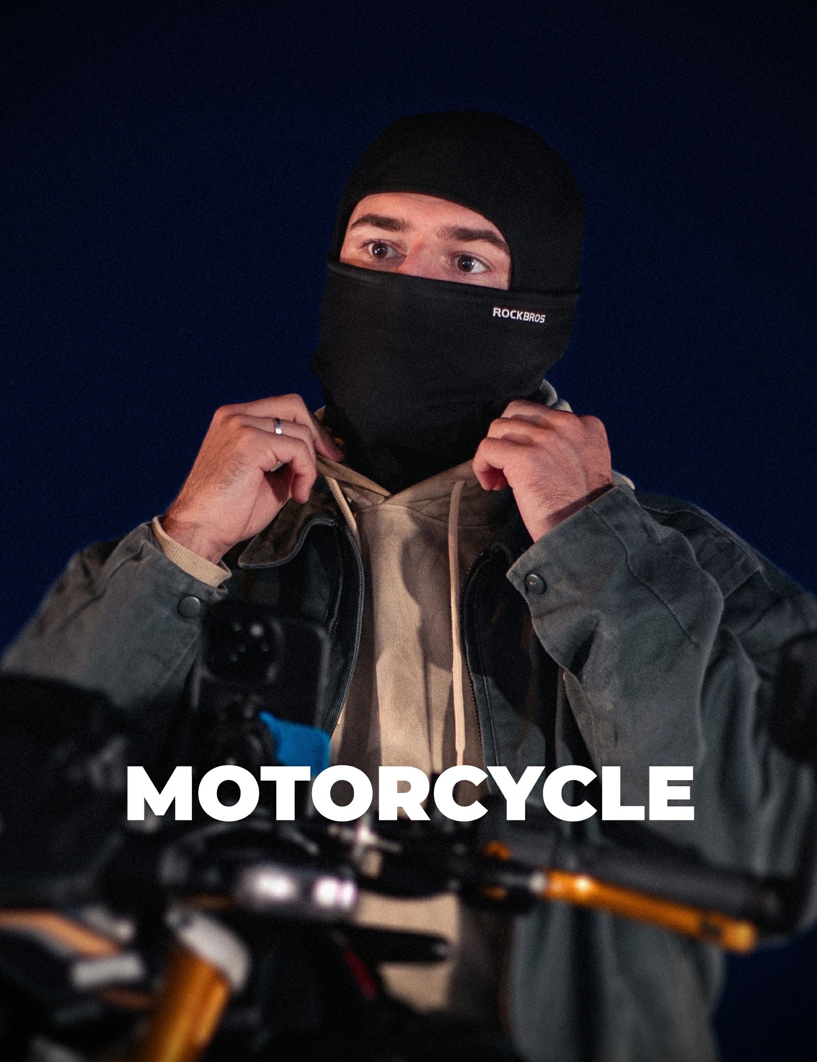 rockbros black windproof thermal balaclava in polar flee