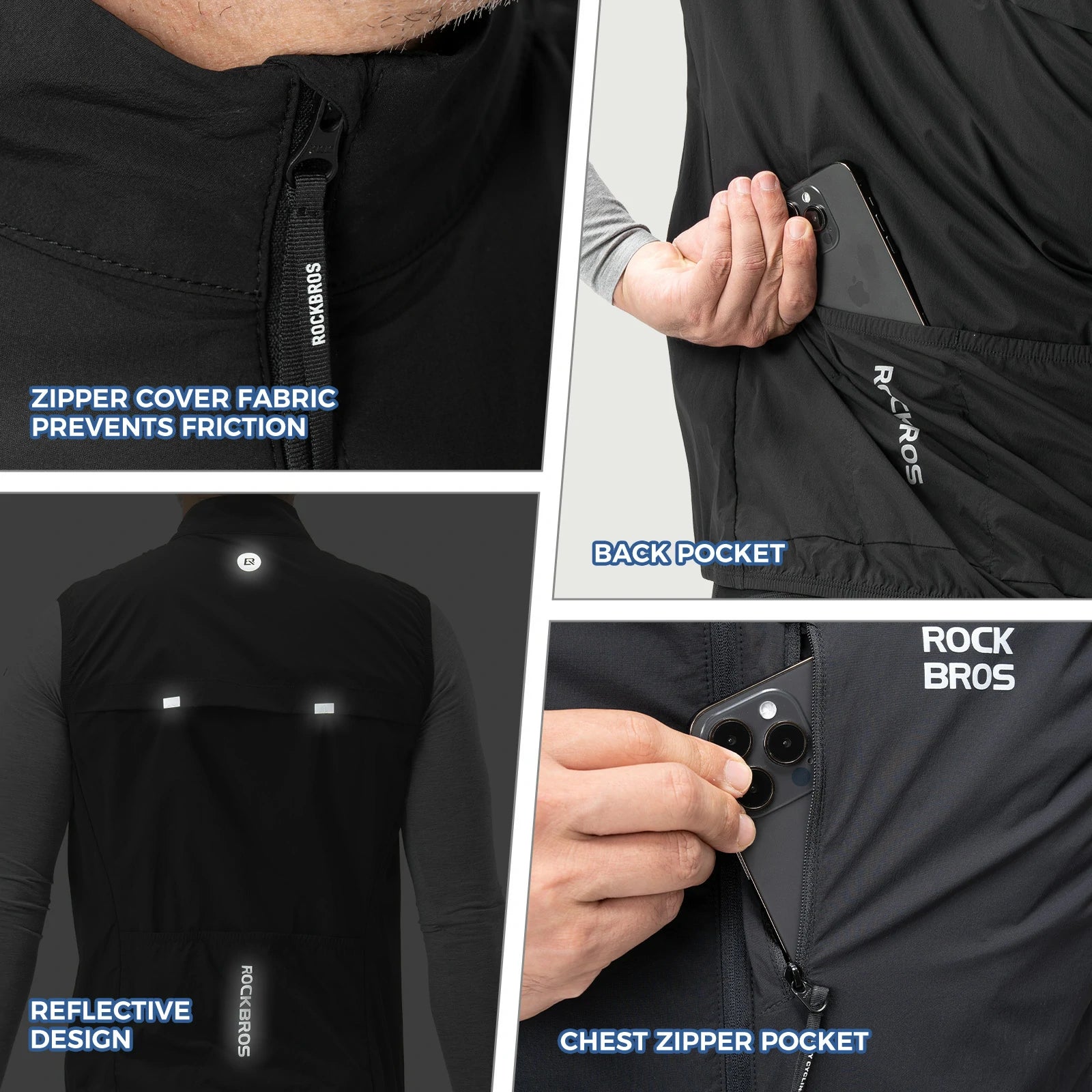 Men’s winter cycling vest, thermal insulated sleeveless jacket for cold weather riding