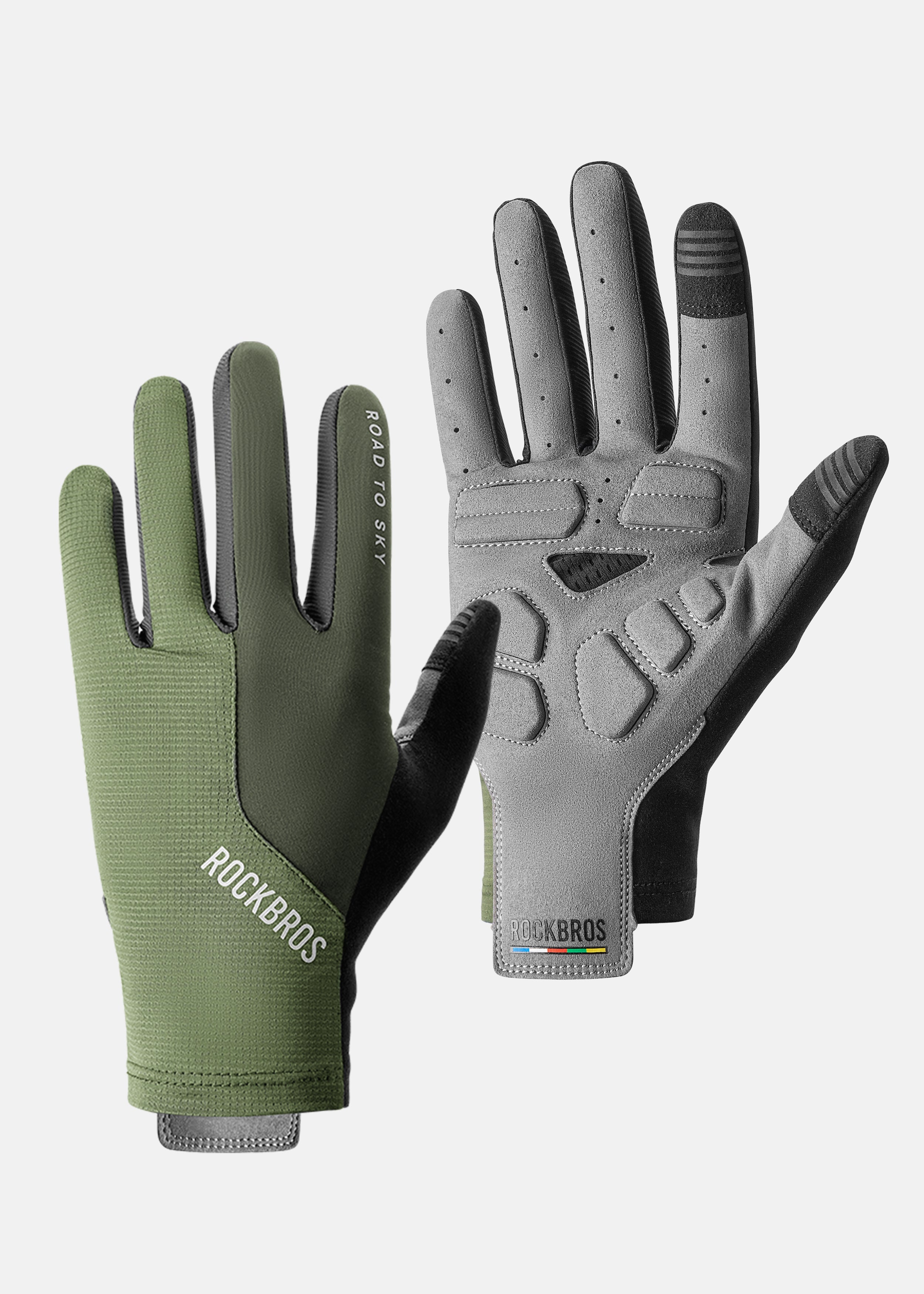 ROCKRBOS Road-to-Sky UV Protection Gloves #Color_Army Green