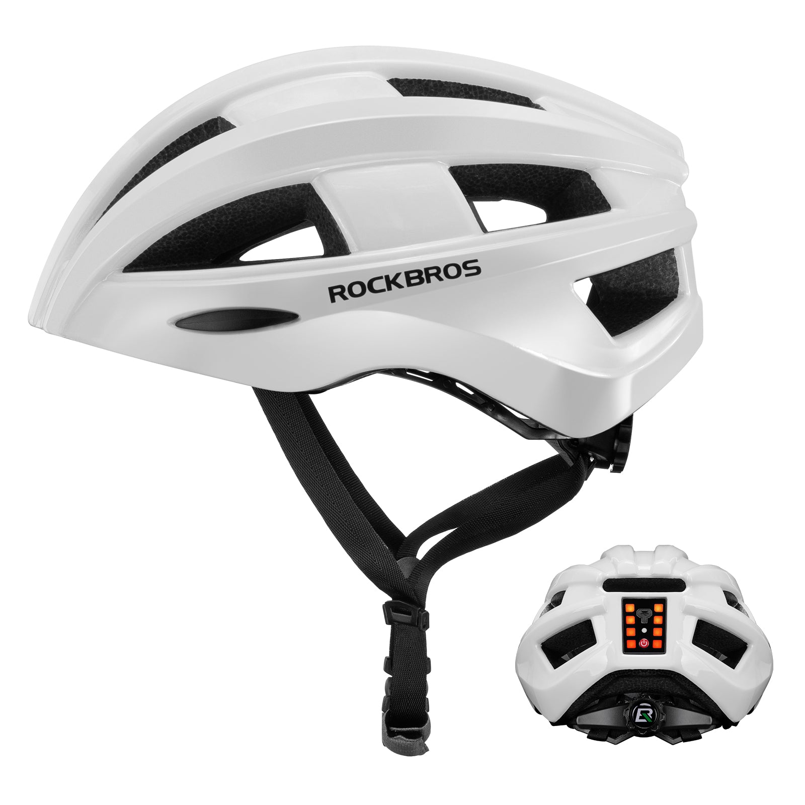 ROCKBROS Bicycle Helmet MTB Road Cycling Rear Light s Integrally-molded EPS+PC Ultralight #color_White