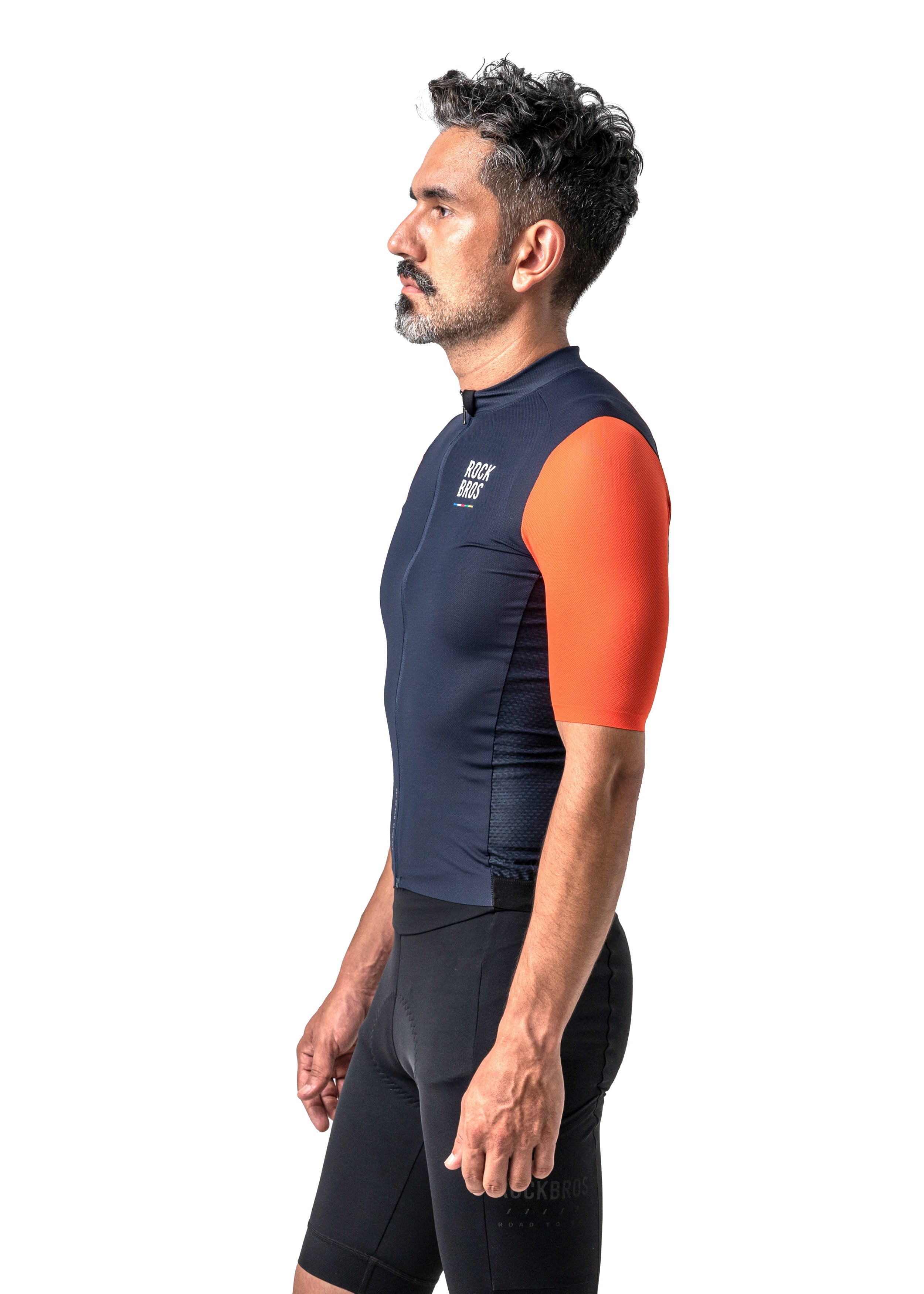 ROCKBROS Road-to-Sky Men's Cycling Short-Sleeved Jersey #Color_Navy Blue