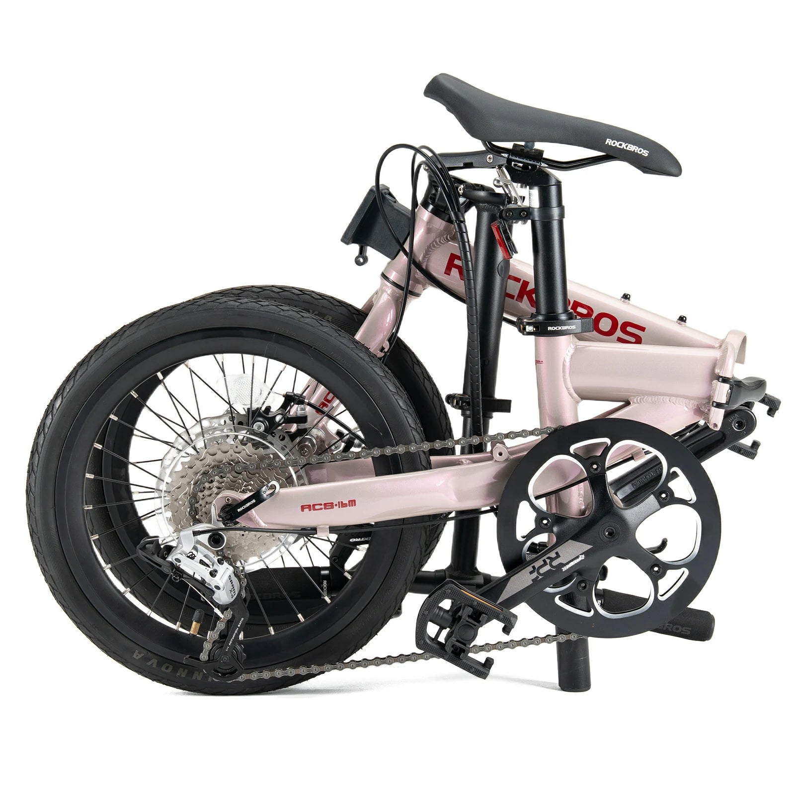 16 Inch Folding Bike 9 Speed #Color_Pink