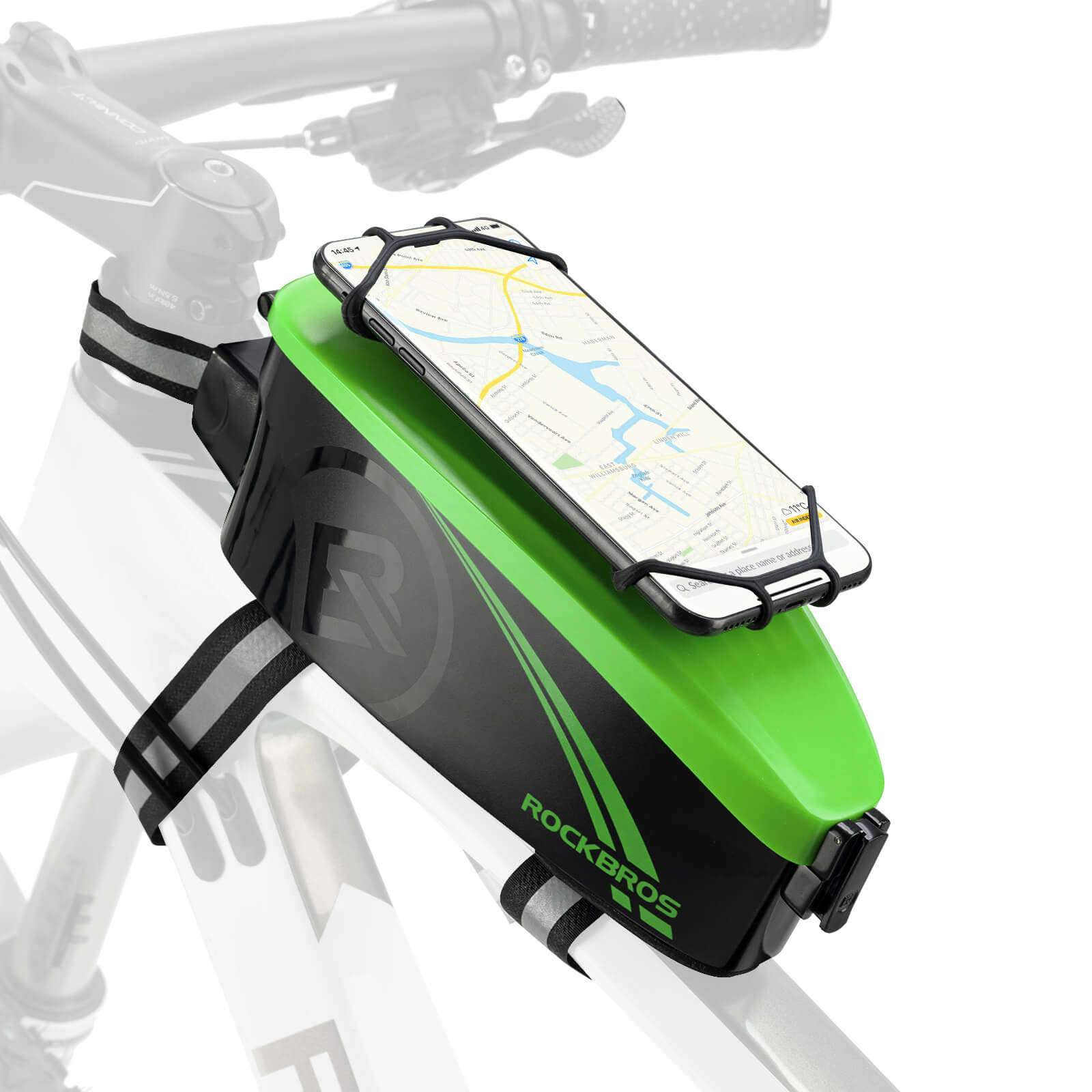 ROCKBROS Waterproof Bicycle Phone Bag & Handlebar Holder #Color_Green