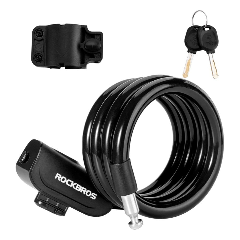 ROCKBROS 4ft Bike Cable Lock - Secure, Lightweight with Mounting Bracket#Color_Black