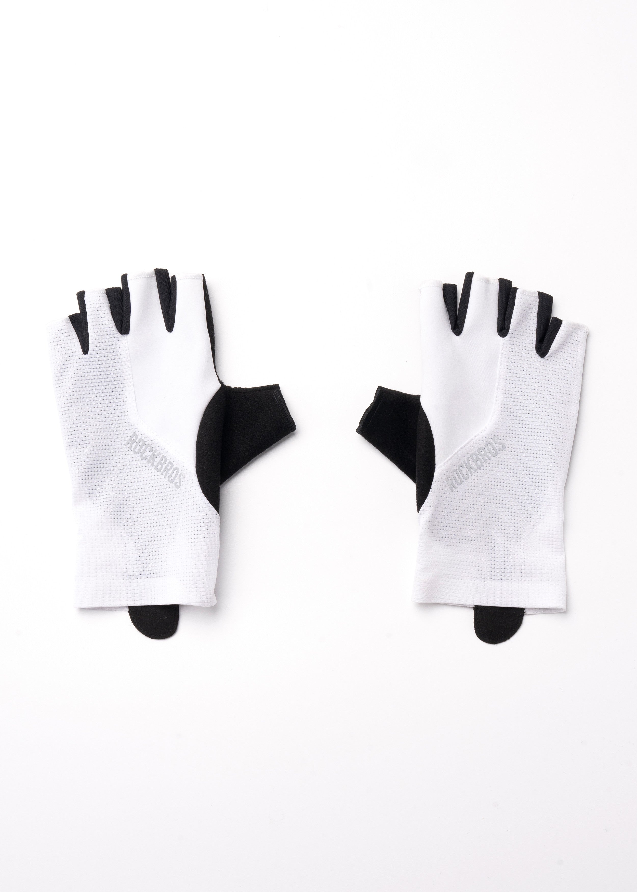 ROCKRBOS Road-to-Sky Cycling Fingerless Gloves #Color_White