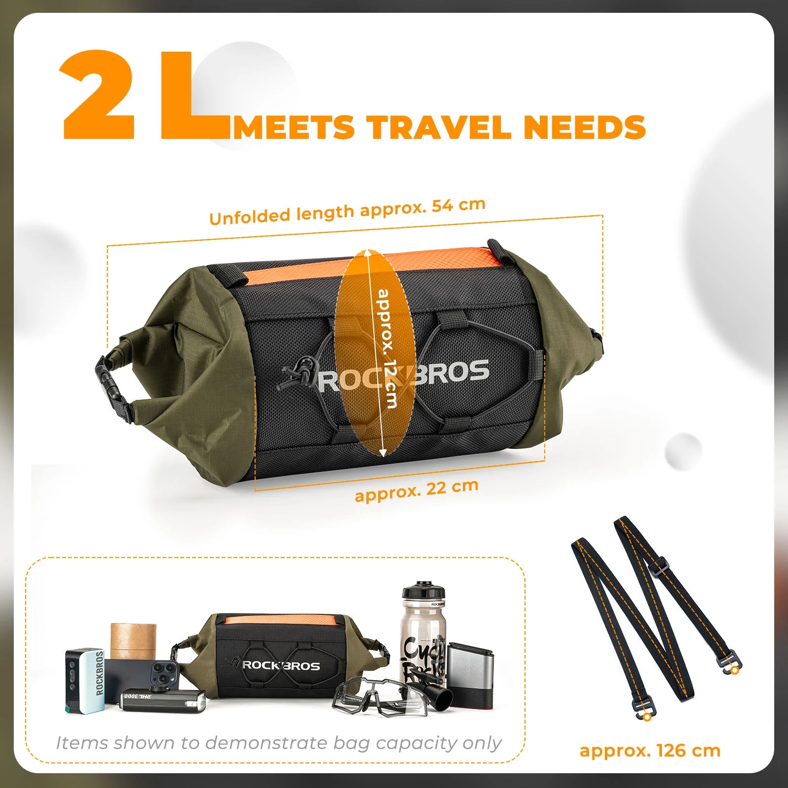 2.4L Compact Handlebar Bag with Shoulder Strap