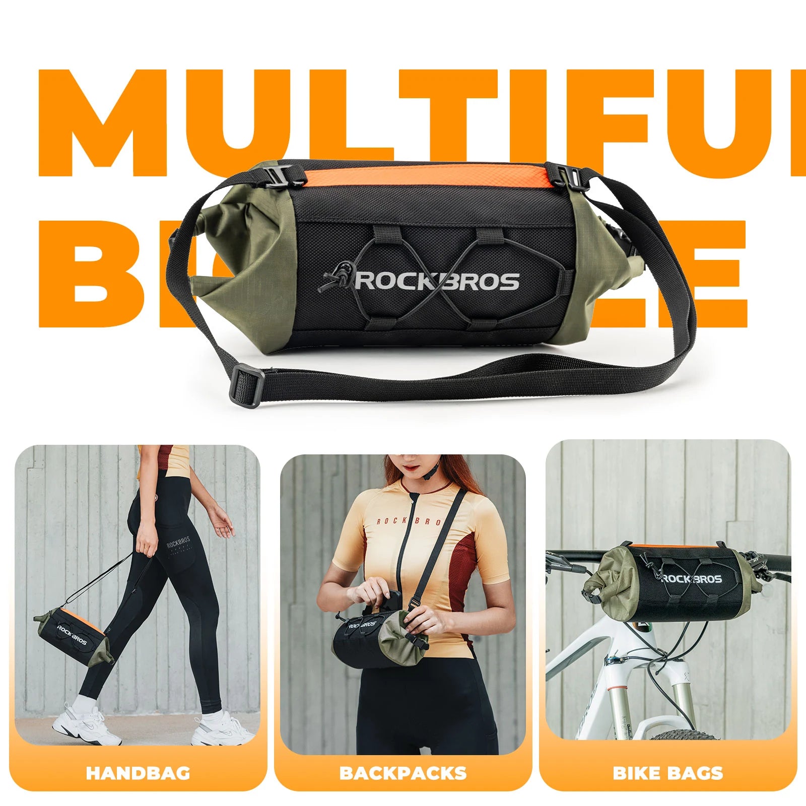 2.4L Compact Handlebar Bag with Shoulder Strap
